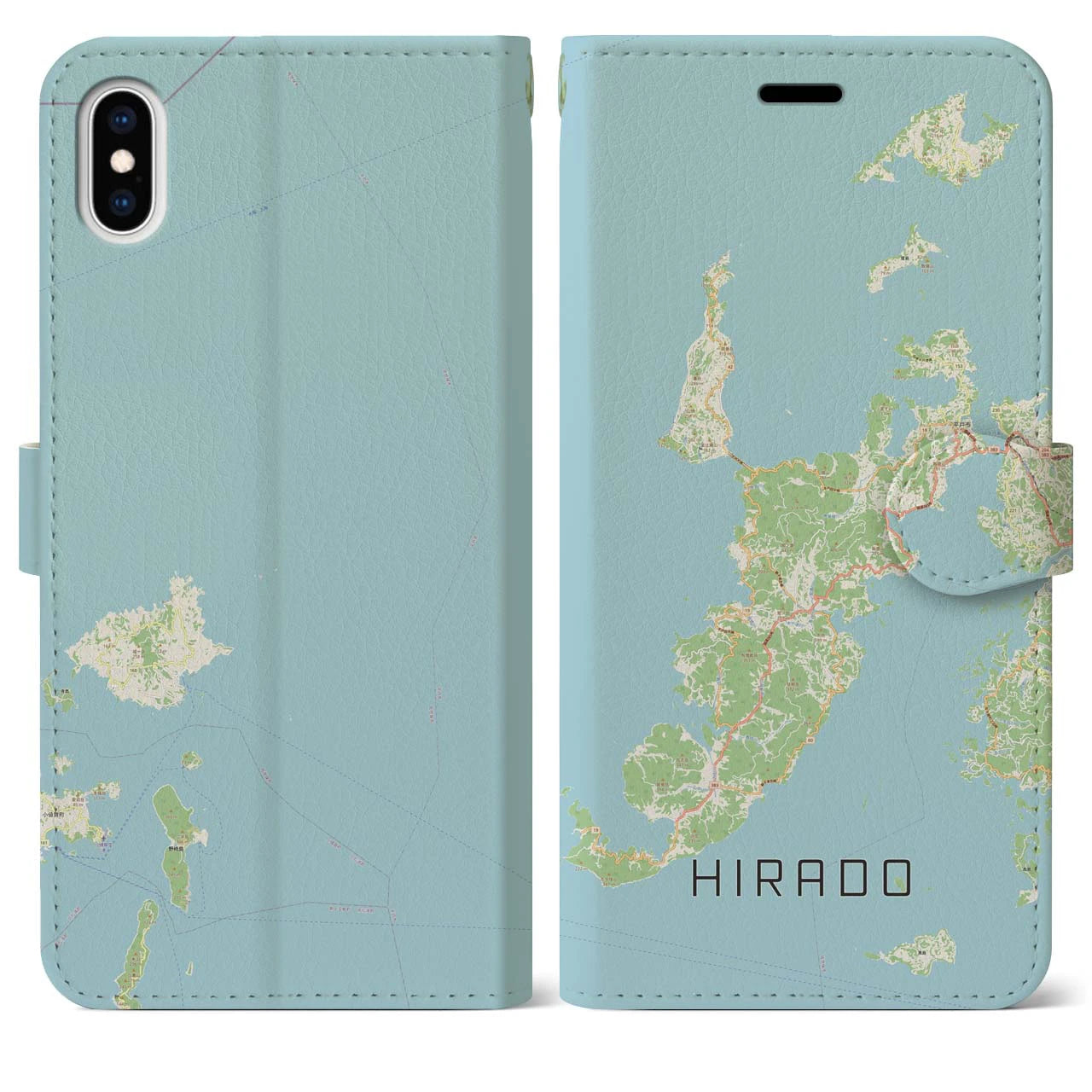 【平戸(長崎県)】地図柄iPhoneケース(手帳タイプ)ナチュラル・iPhone XS Max 用