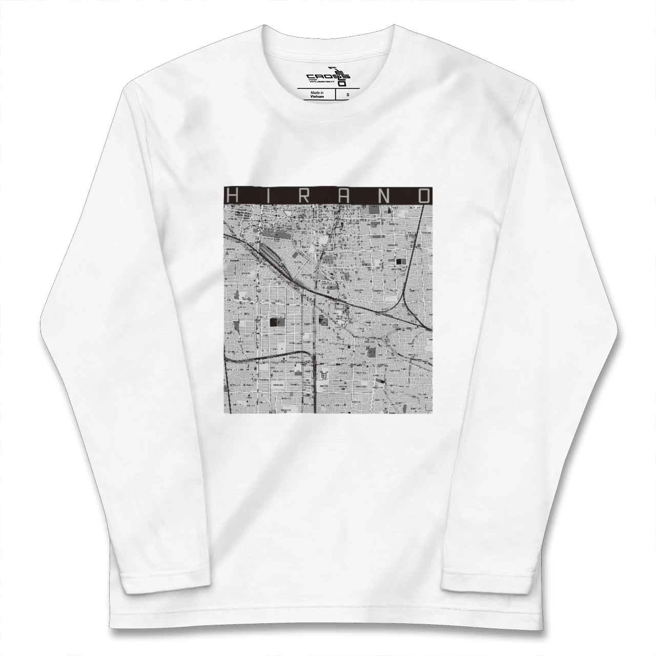 【平野(大阪府)】地図柄ロングスリーブTシャツ