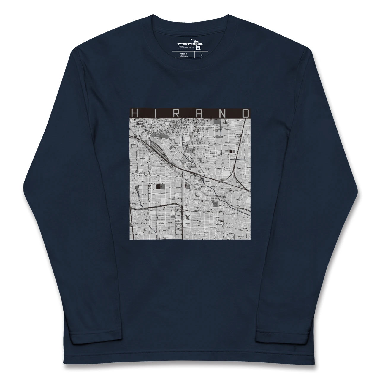 【平野(大阪府)】地図柄ロングスリーブTシャツ