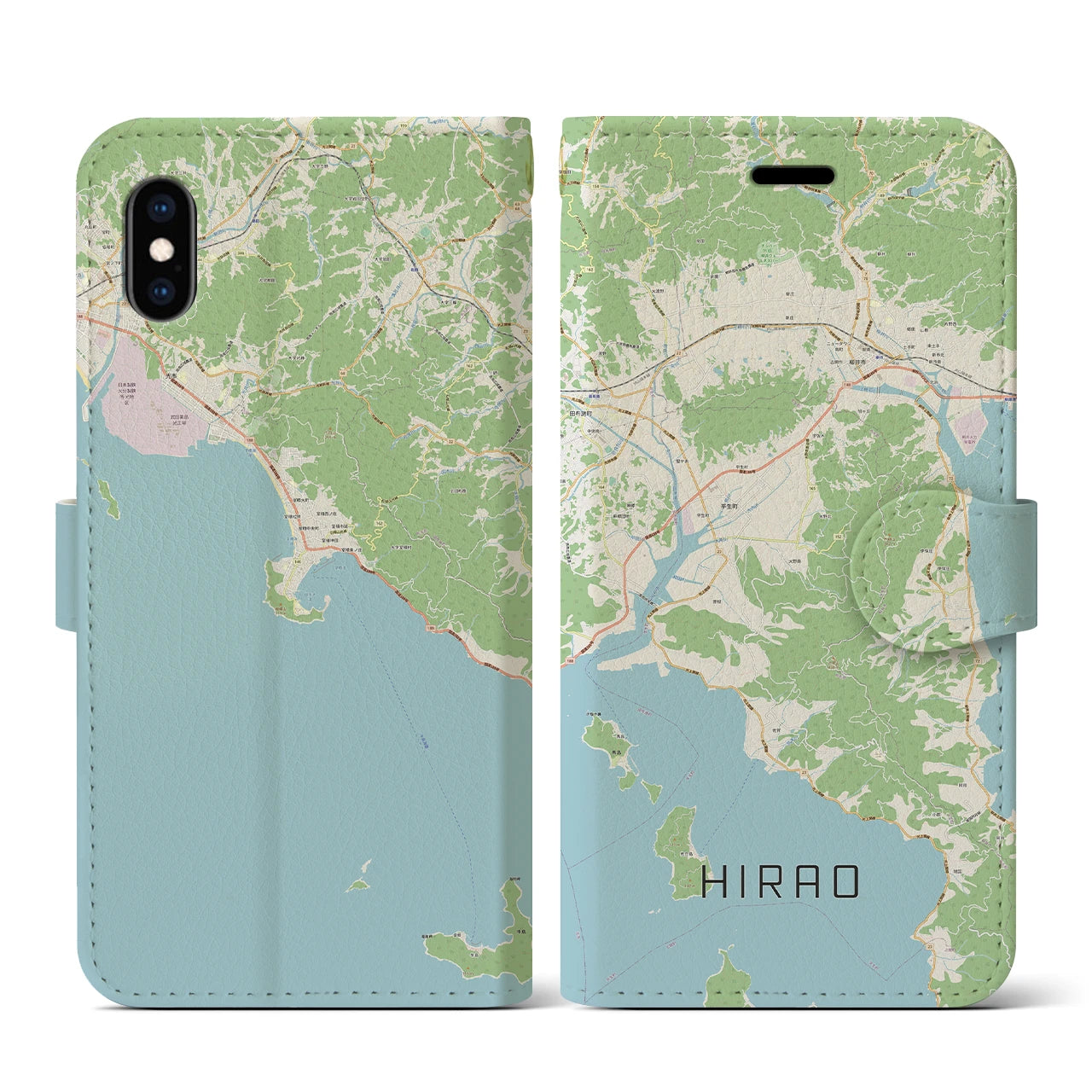 【平生(山口県)】地図柄iPhoneケース(手帳タイプ)ナチュラル・iPhone XS / X 用