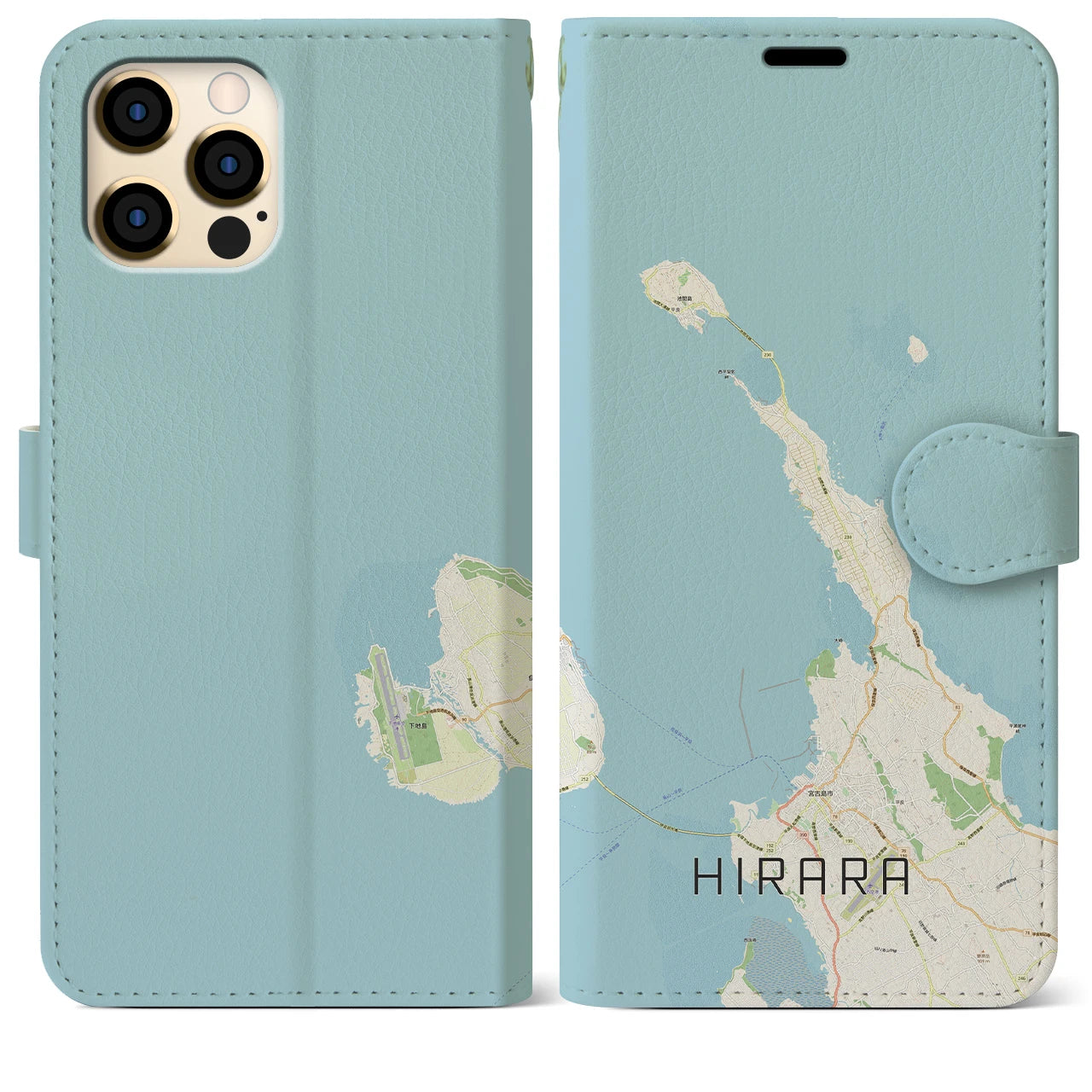 【平良(沖縄県)】地図柄iPhoneケース(手帳タイプ)ナチュラル・iPhone 12 Pro Max 用
