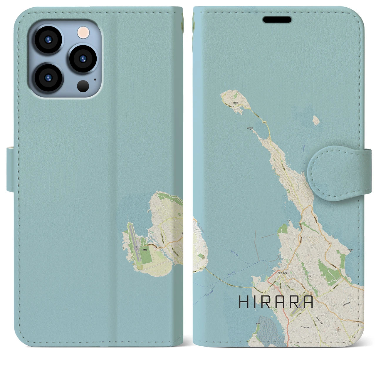 【平良(沖縄県)】地図柄iPhoneケース(手帳タイプ)ナチュラル・iPhone 13 Pro Max 用