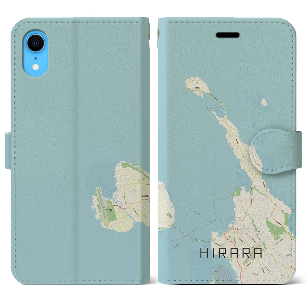 【平良(沖縄県)】地図柄iPhoneケース(手帳タイプ)ナチュラル・iPhone XR 用