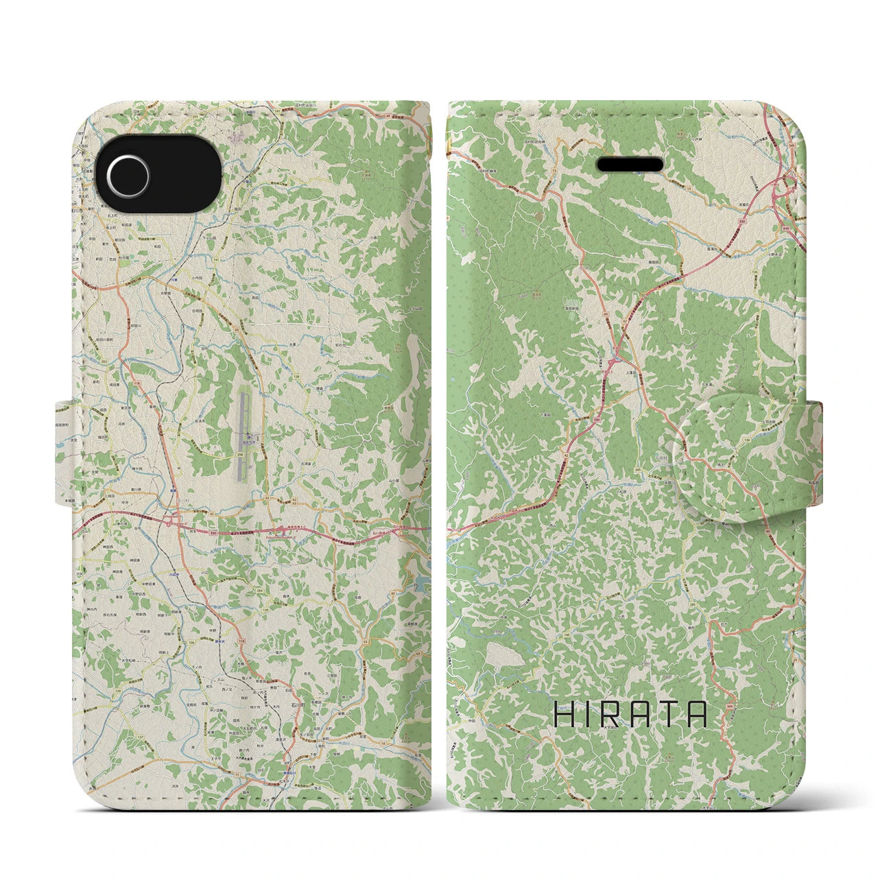 【平田(福島県)】地図柄iPhoneケース(手帳タイプ)ナチュラル・iPhone SE(第3 / 第2世代) / 8 / 7 / 6s / 6 用