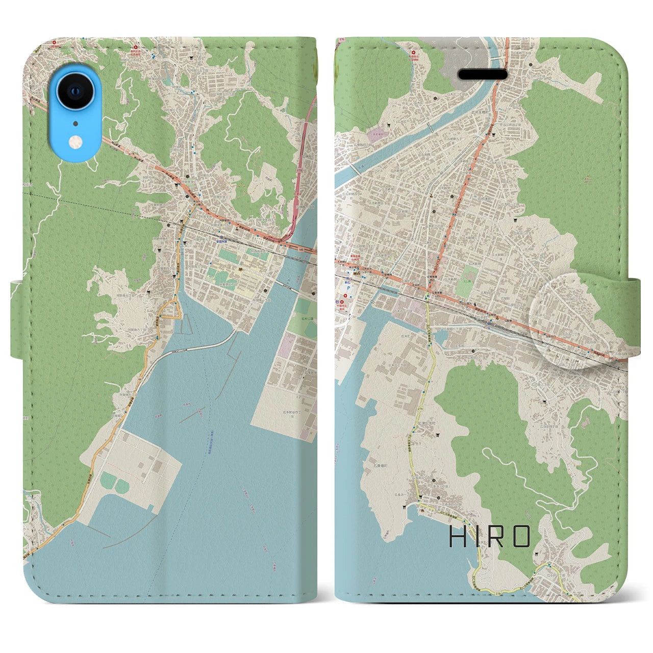 【広(広島県)】地図柄iPhoneケース(手帳タイプ)ナチュラル・iPhone XR 用