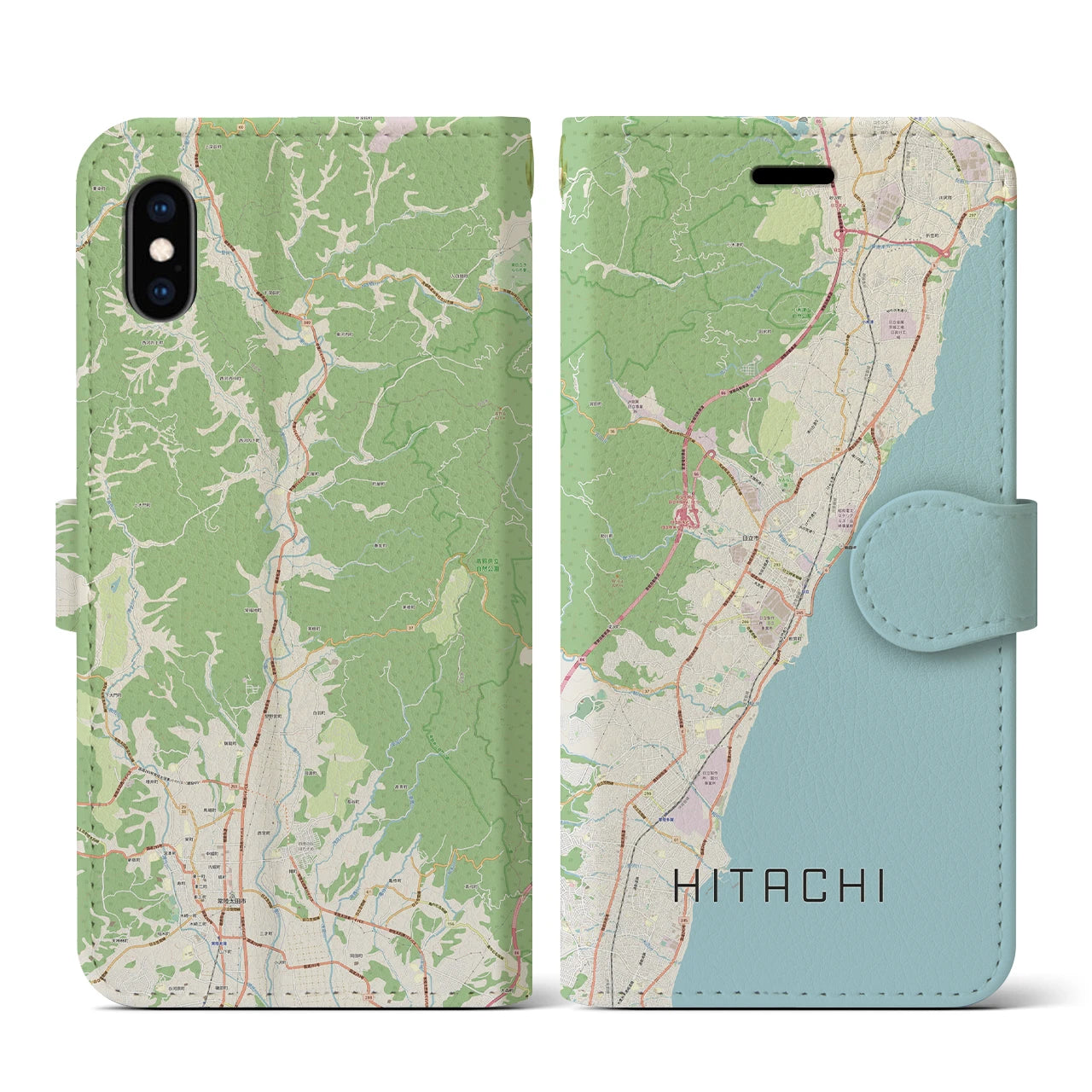 【日立(茨城県)】地図柄iPhoneケース(手帳タイプ)ナチュラル・iPhone XS / X 用