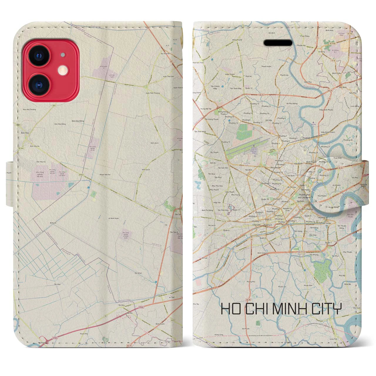 【ホーチミン(ベトナム)】地図柄iPhoneケース(手帳タイプ)ナチュラル・iPhone 11 用