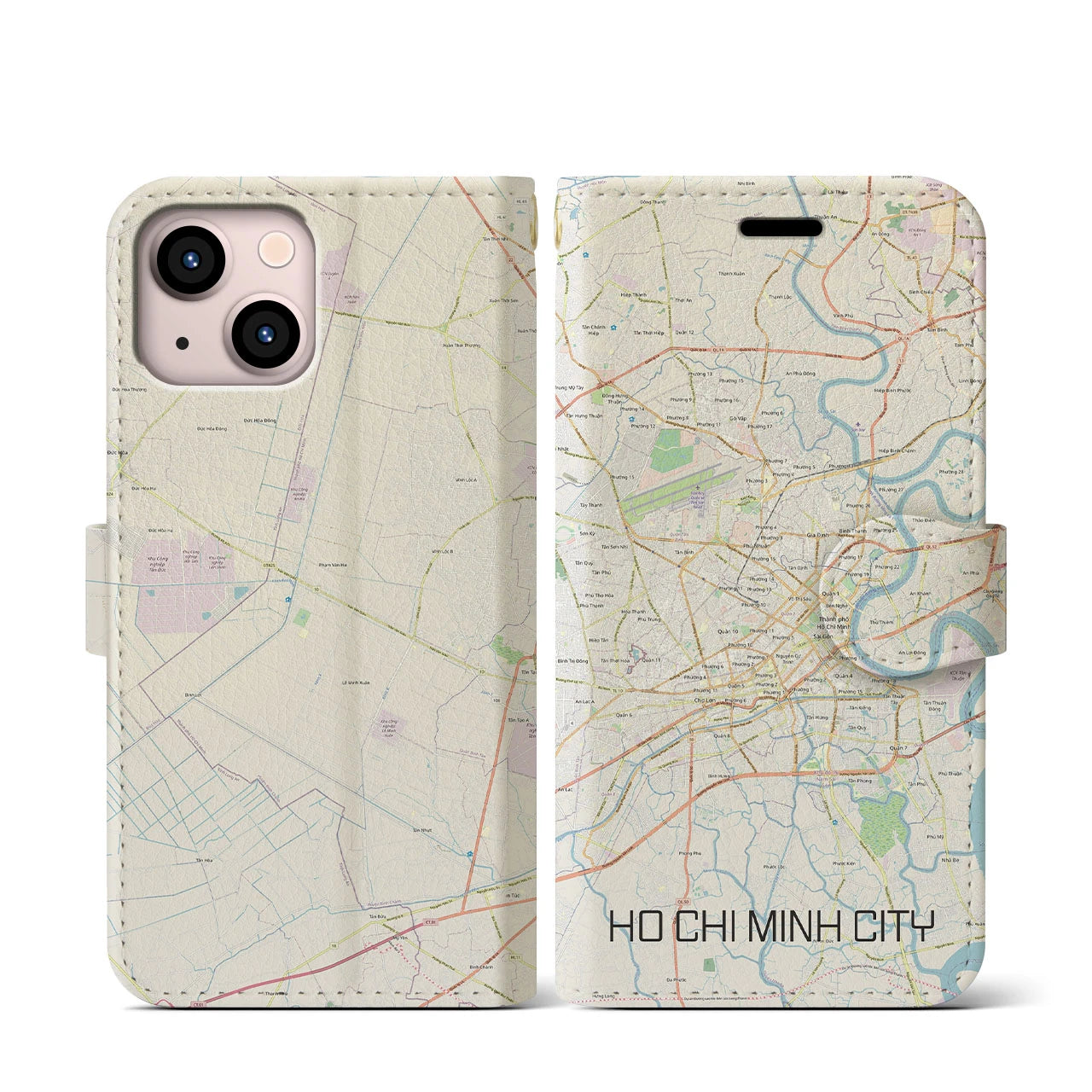 【ホーチミン(ベトナム)】地図柄iPhoneケース(手帳タイプ)ナチュラル・iPhone 13 mini 用