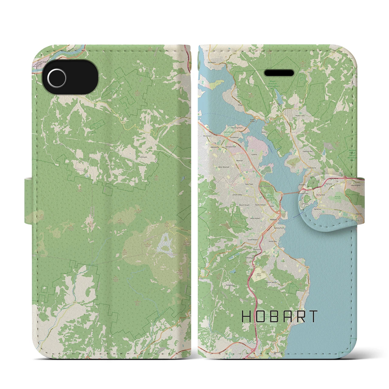 【ホバート(オーストラリア)】地図柄iPhoneケース(手帳タイプ)ナチュラル・iPhone SE(第3 / 第2世代) / 8 / 7 / 6s / 6 用
