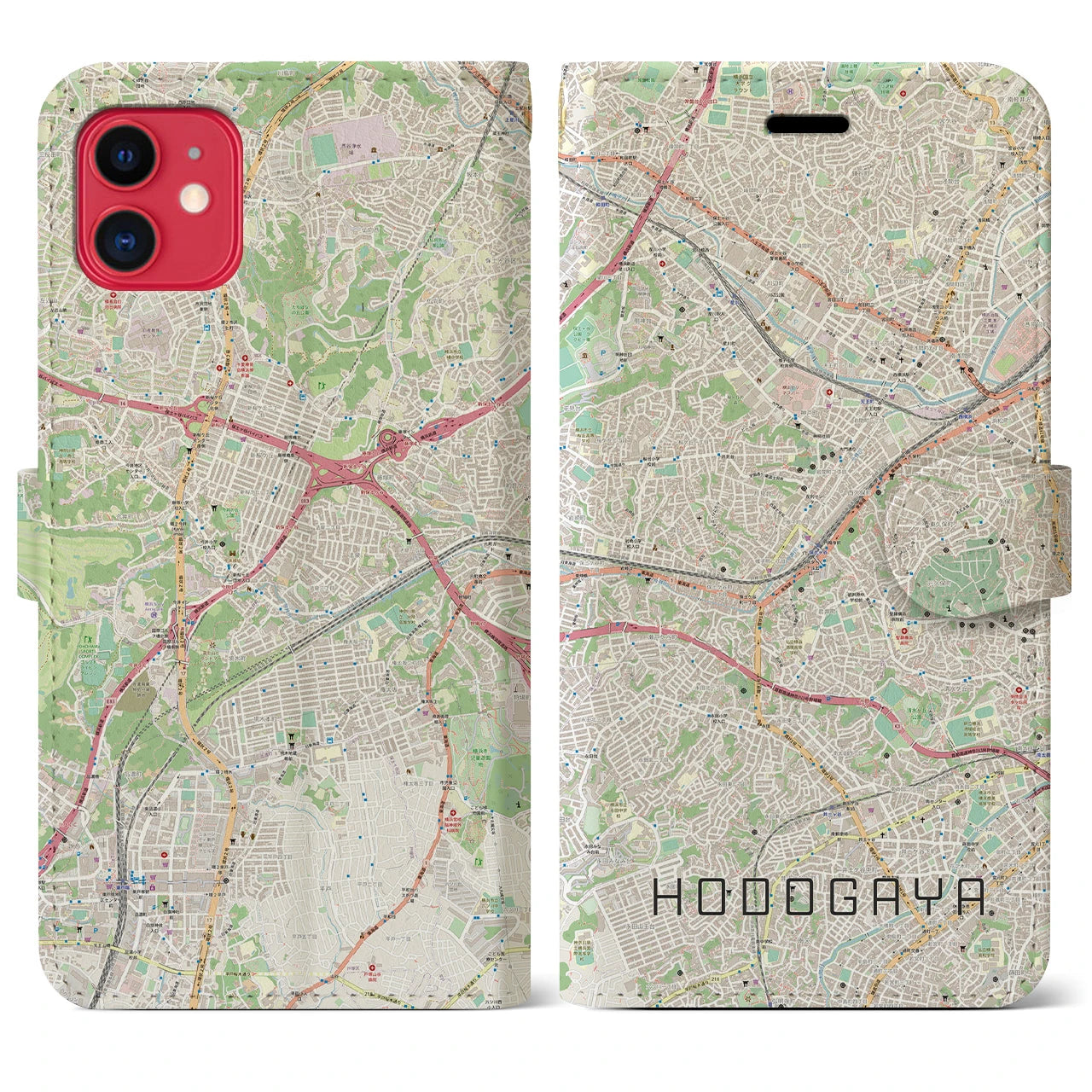 【保土ケ谷(神奈川県)】地図柄iPhoneケース(手帳タイプ)ナチュラル・iPhone 11 用