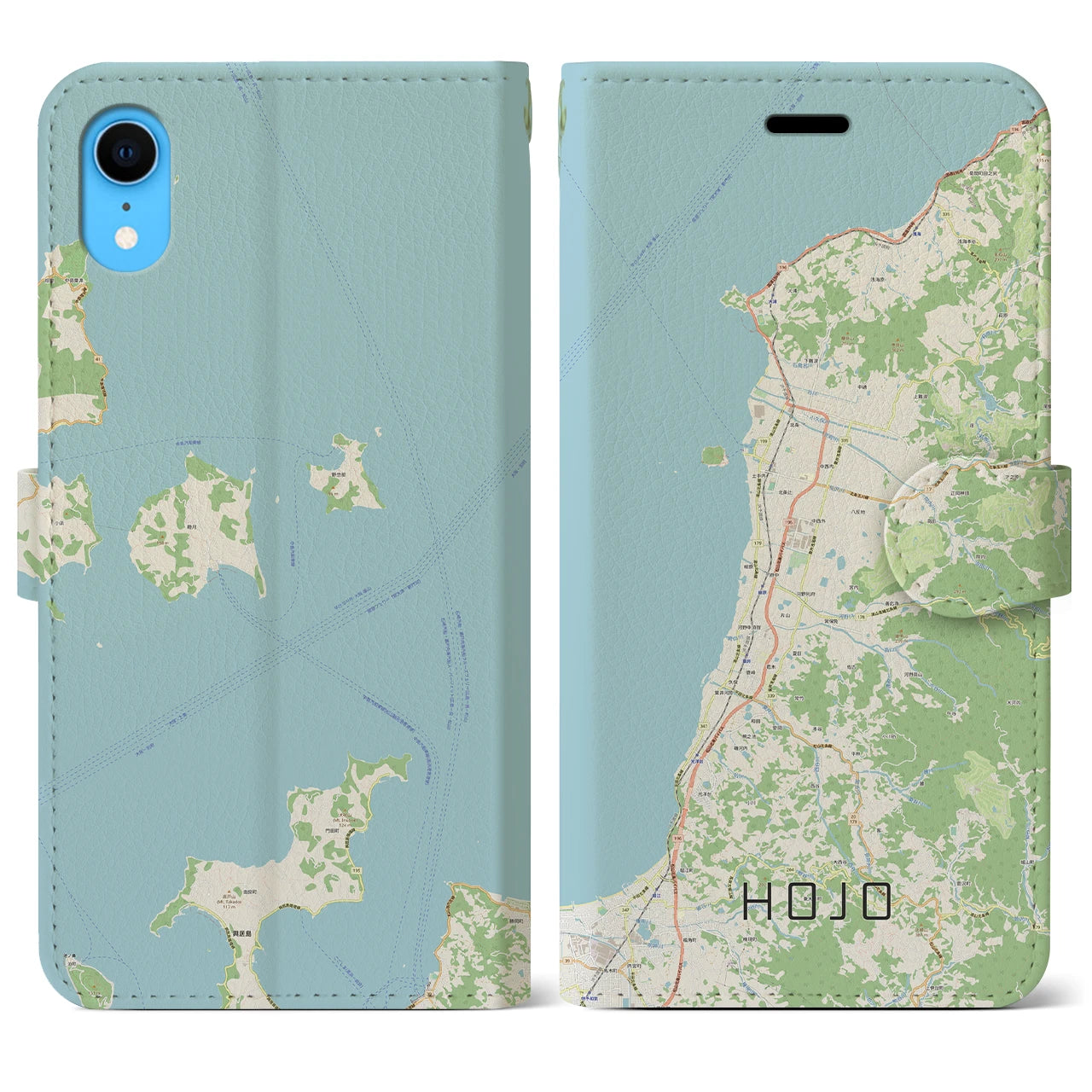 【北条(愛媛県)】地図柄iPhoneケース(手帳タイプ)ナチュラル・iPhone XR 用
