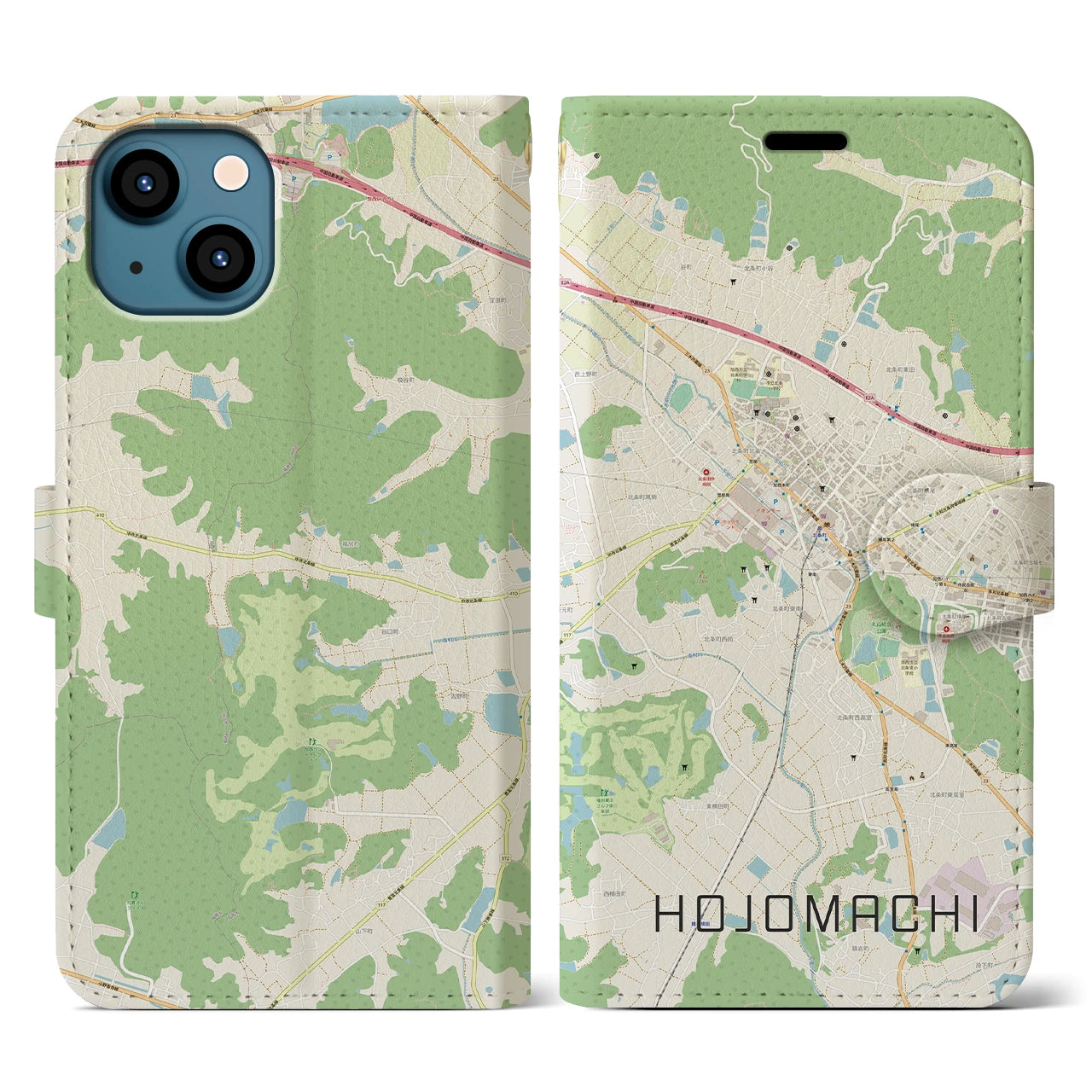 【北条町(兵庫県)】地図柄iPhoneケース(手帳タイプ)ナチュラル・iPhone 13 用