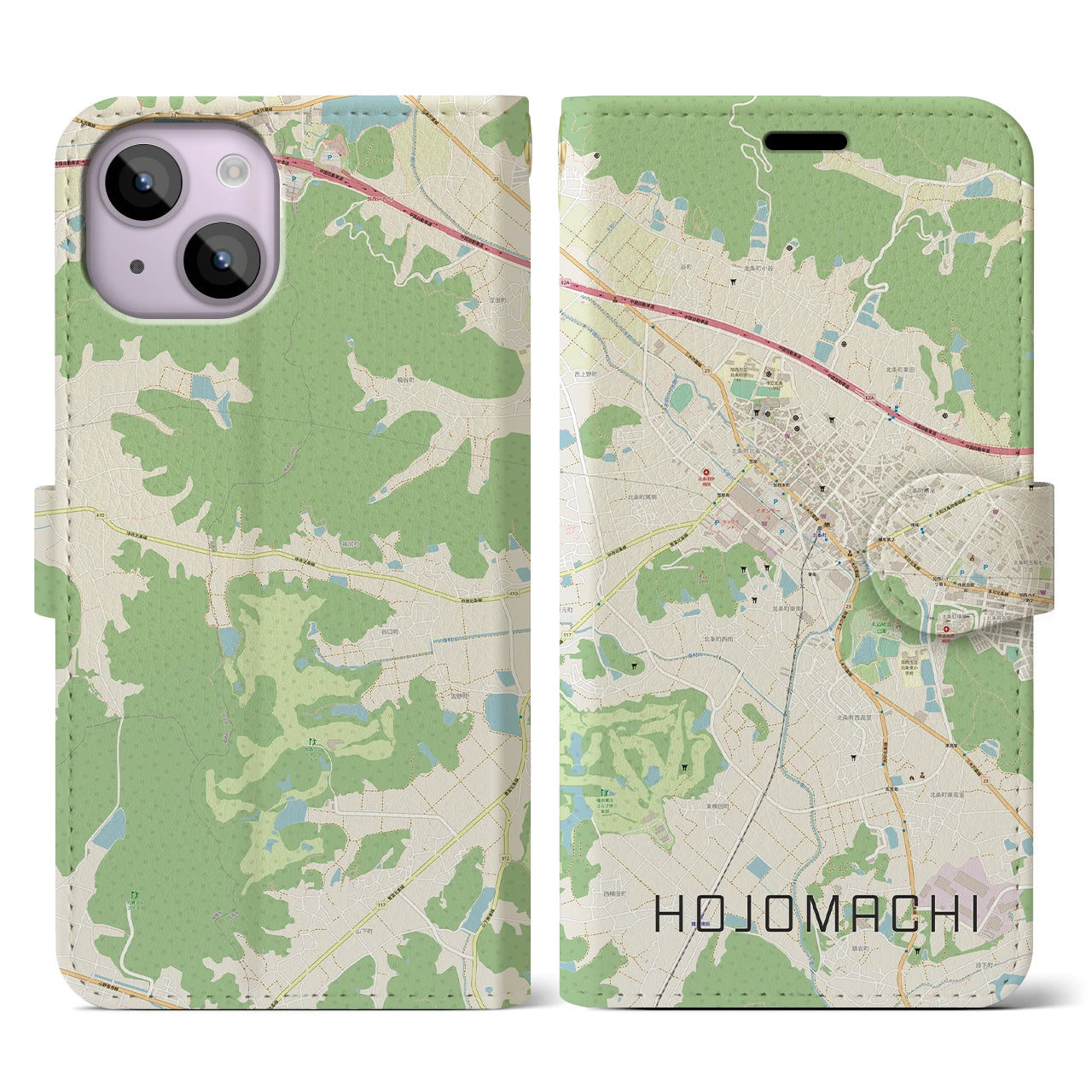 【北条町(兵庫県)】地図柄iPhoneケース(手帳タイプ)ナチュラル・iPhone 14 用