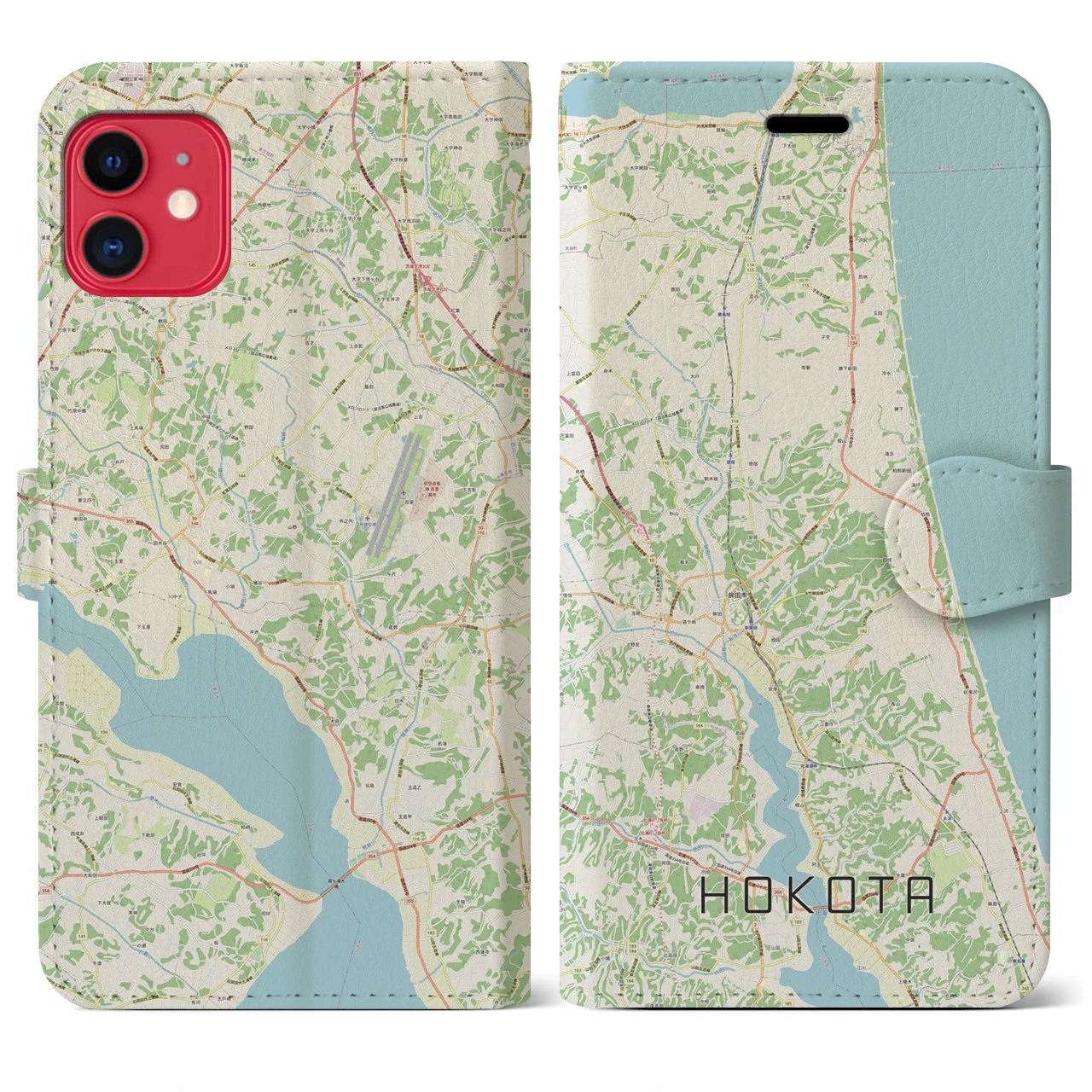 【鉾田(茨城県)】地図柄iPhoneケース(手帳タイプ)ナチュラル・iPhone 11 用