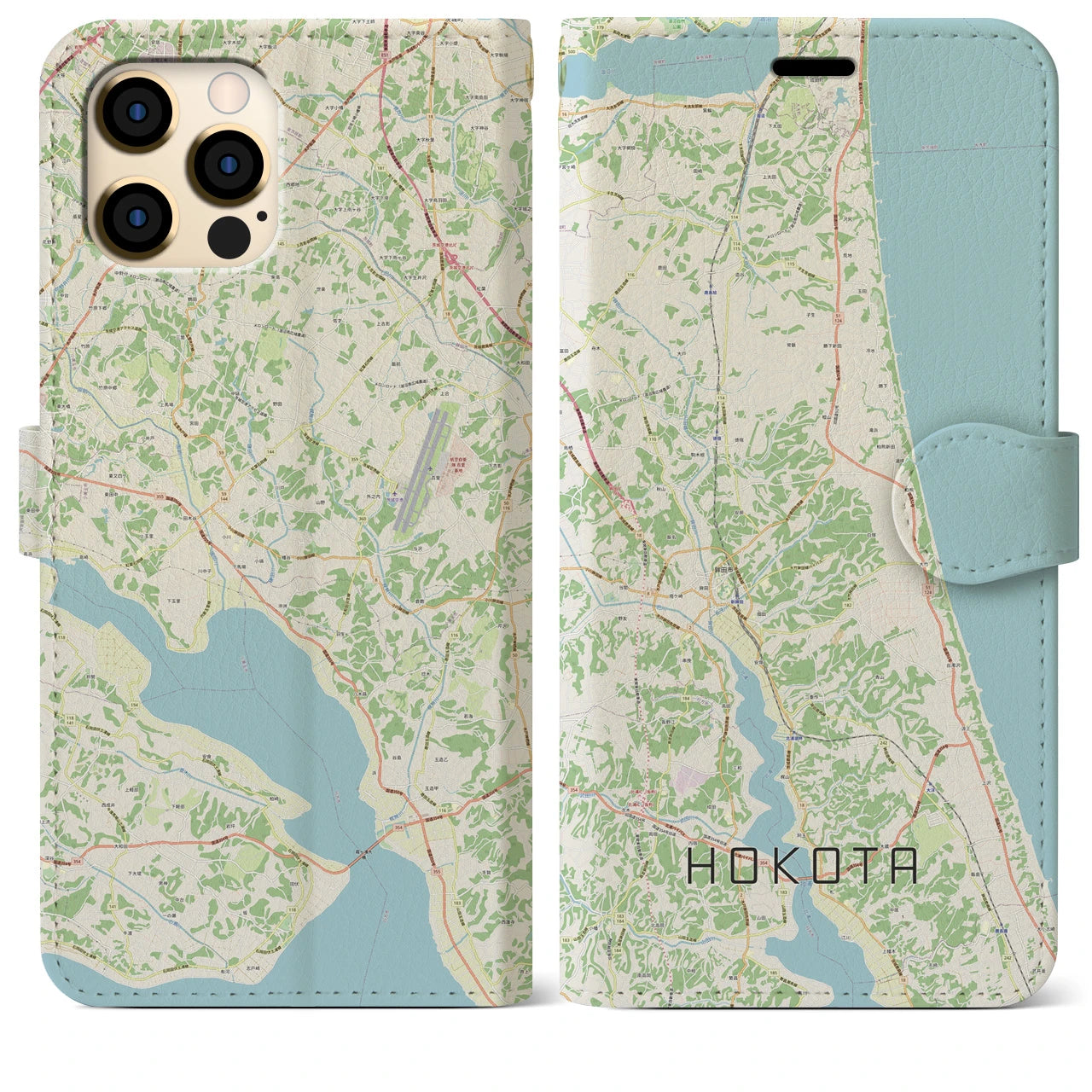 【鉾田(茨城県)】地図柄iPhoneケース(手帳タイプ)ナチュラル・iPhone 12 Pro Max 用
