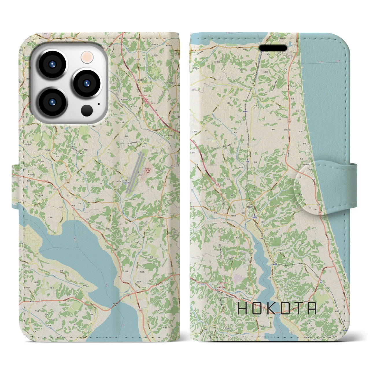 【鉾田(茨城県)】地図柄iPhoneケース(手帳タイプ)ナチュラル・iPhone 13 Pro 用