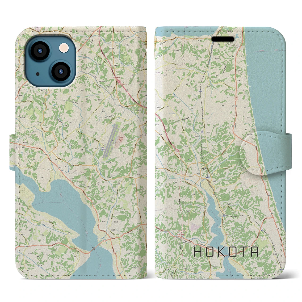 【鉾田(茨城県)】地図柄iPhoneケース(手帳タイプ)ナチュラル・iPhone 13 用