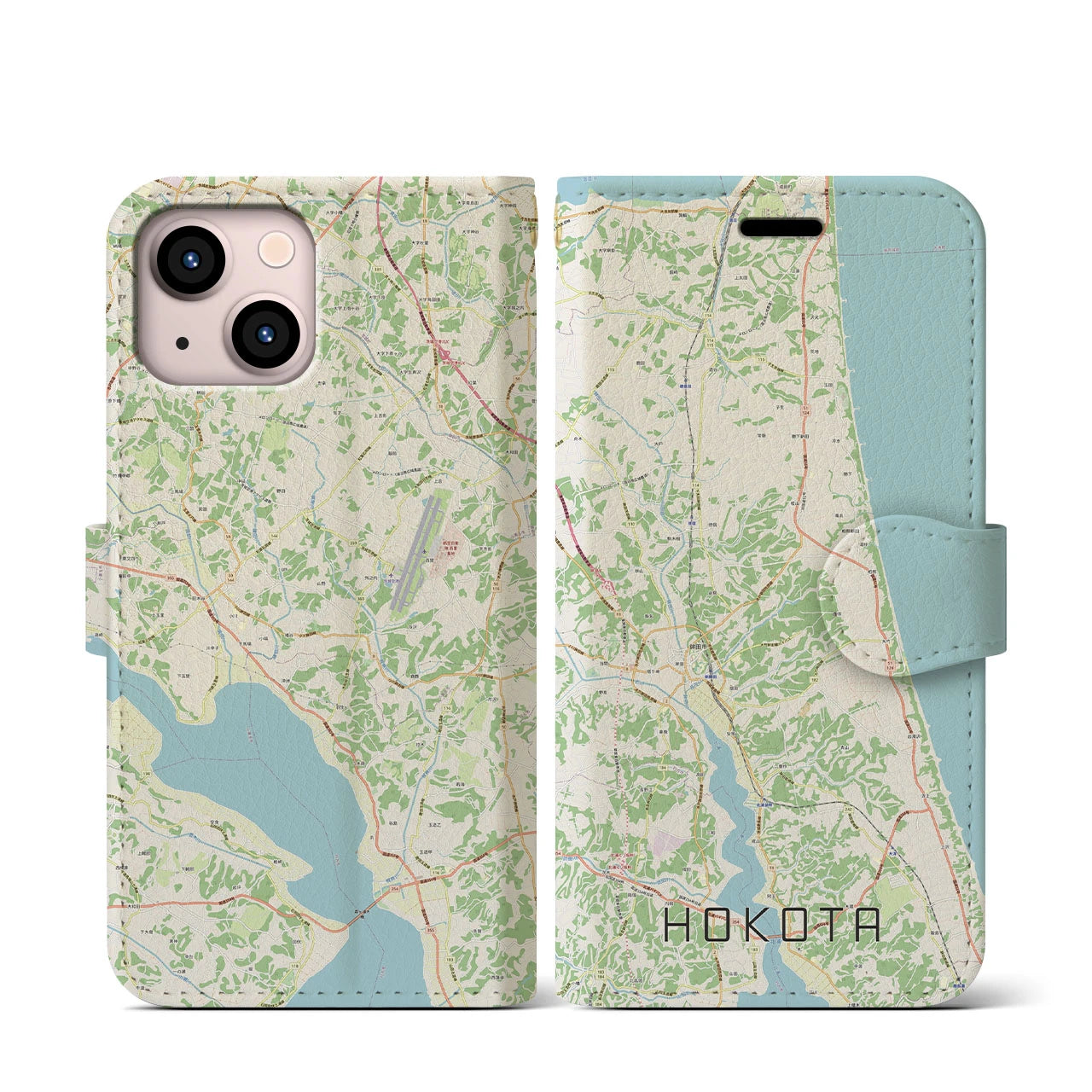 【鉾田(茨城県)】地図柄iPhoneケース(手帳タイプ)ナチュラル・iPhone 13 mini 用