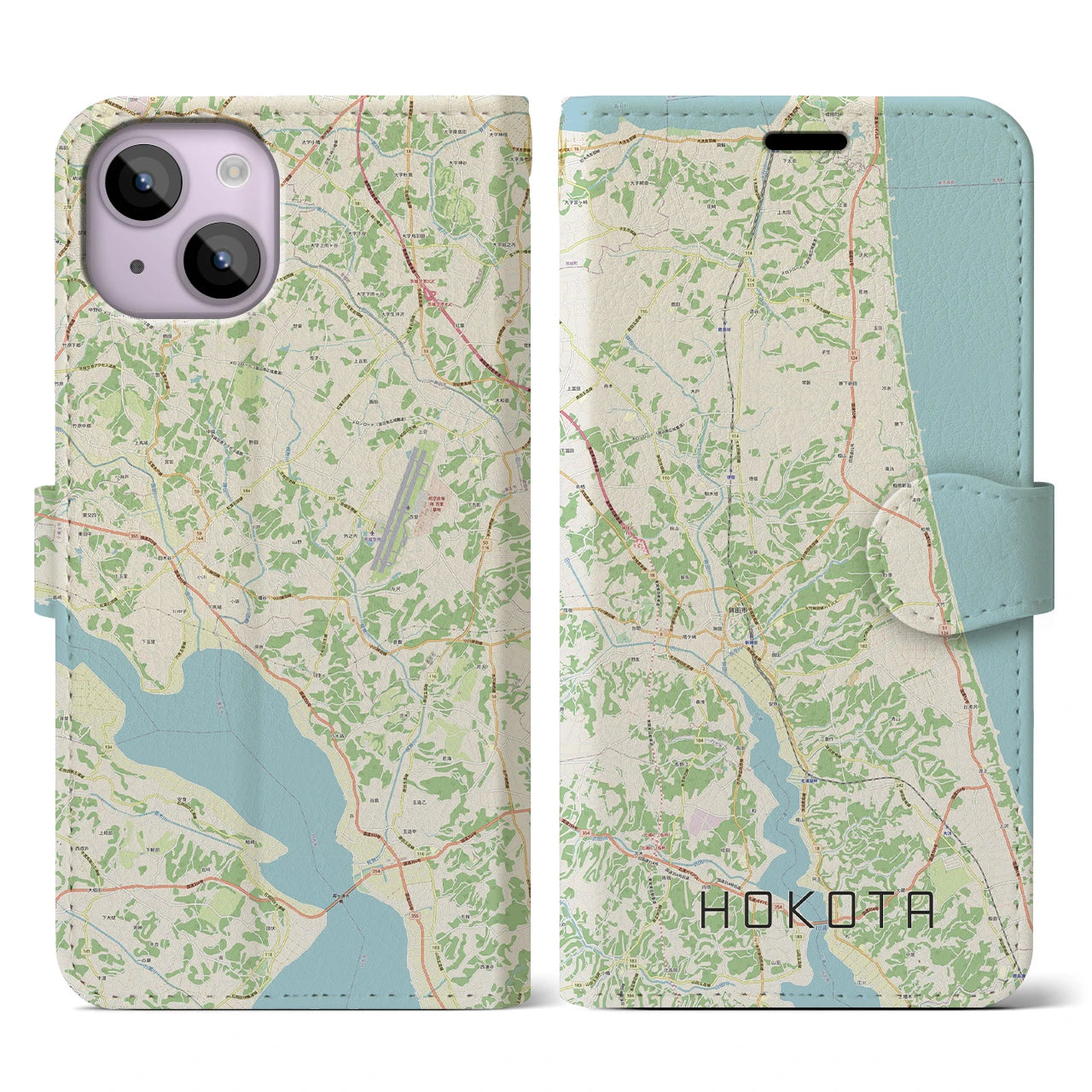 【鉾田(茨城県)】地図柄iPhoneケース(手帳タイプ)ナチュラル・iPhone 14 用