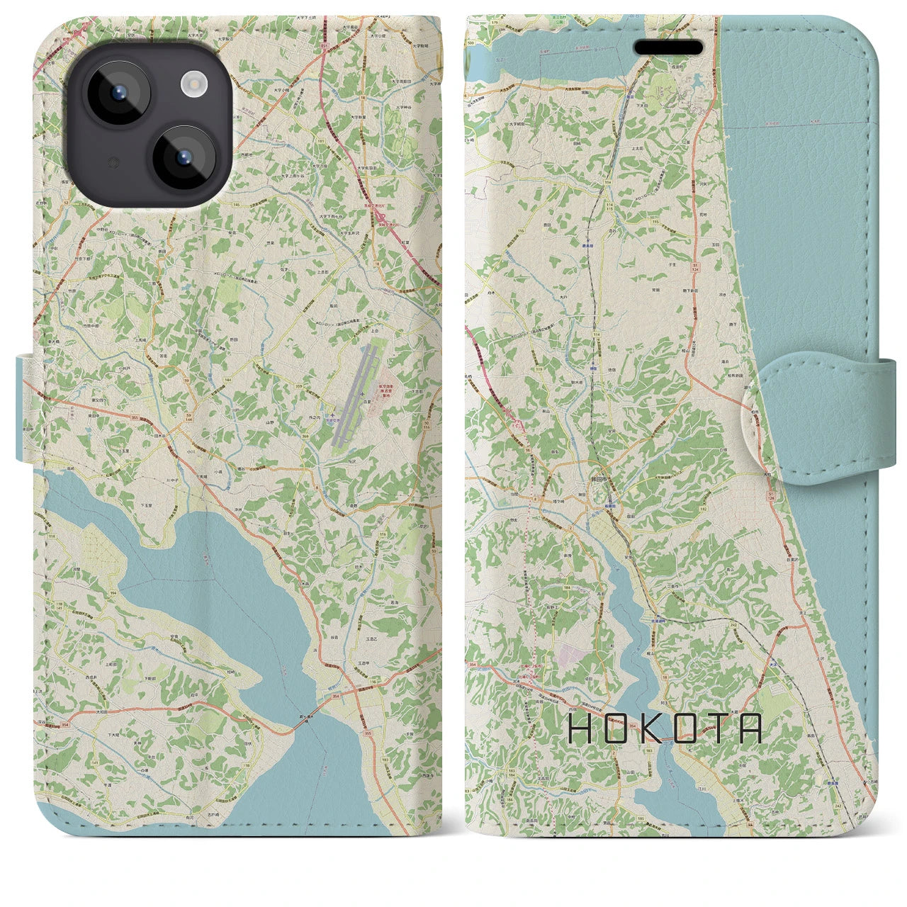 【鉾田(茨城県)】地図柄iPhoneケース(手帳タイプ)ナチュラル・iPhone 14 Plus 用
