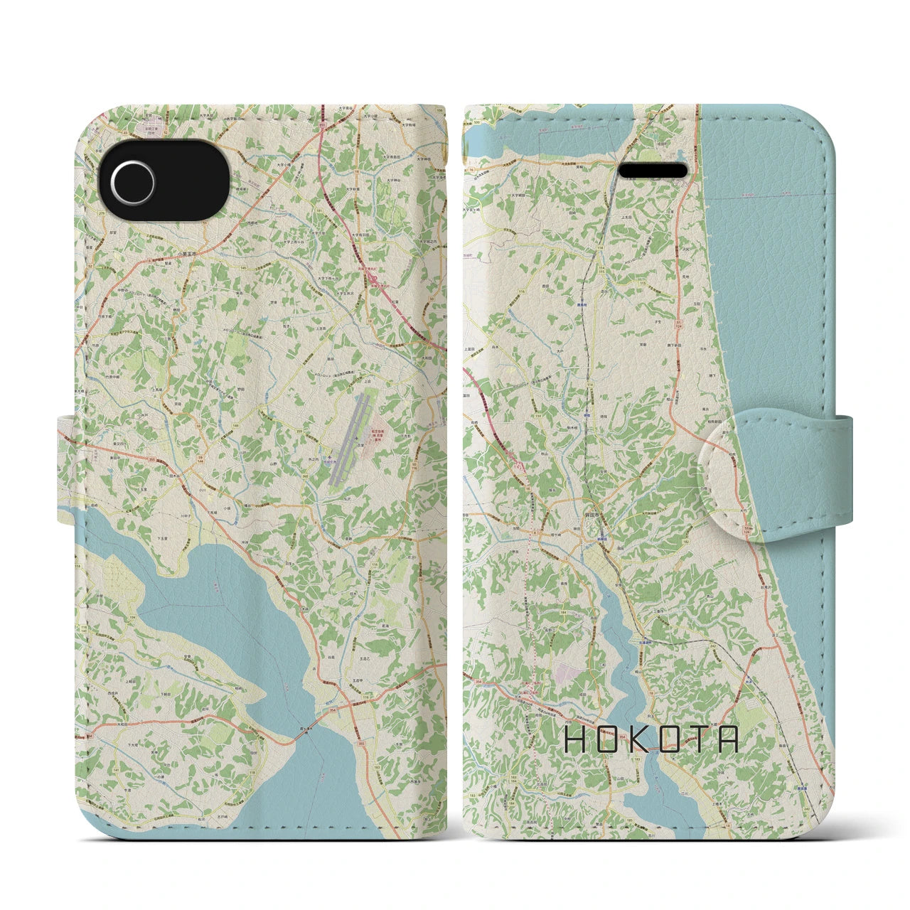 【鉾田(茨城県)】地図柄iPhoneケース(手帳タイプ)ナチュラル・iPhone SE(第3 / 第2世代) / 8 / 7 / 6s / 6 用
