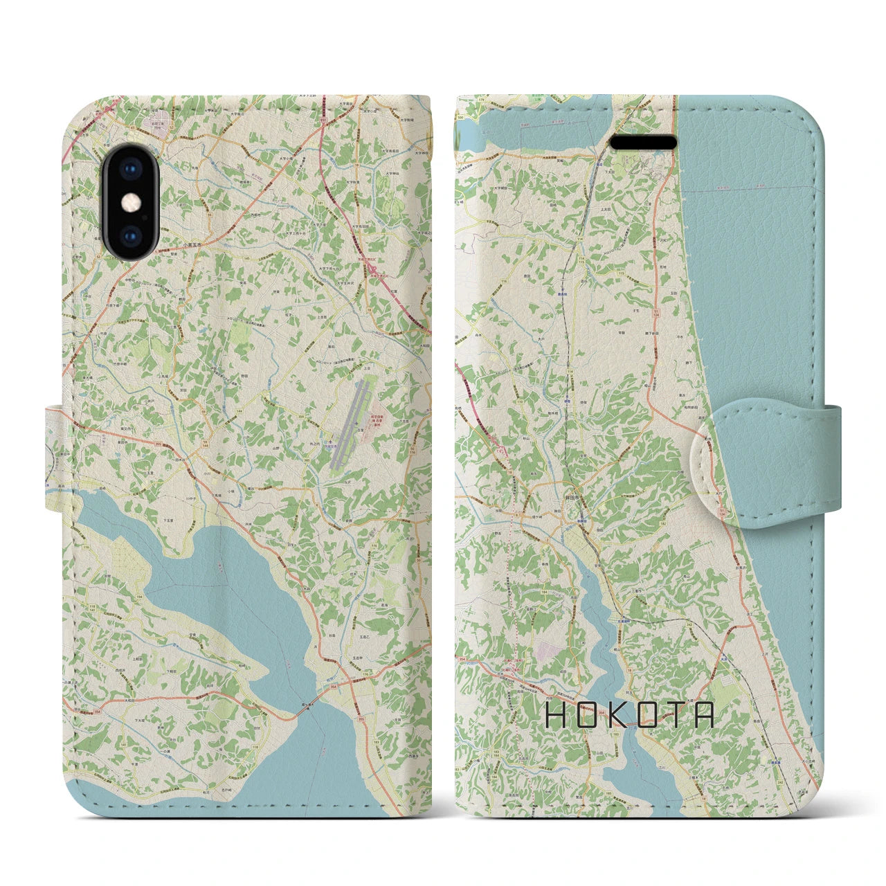 【鉾田(茨城県)】地図柄iPhoneケース(手帳タイプ)ナチュラル・iPhone XS / X 用