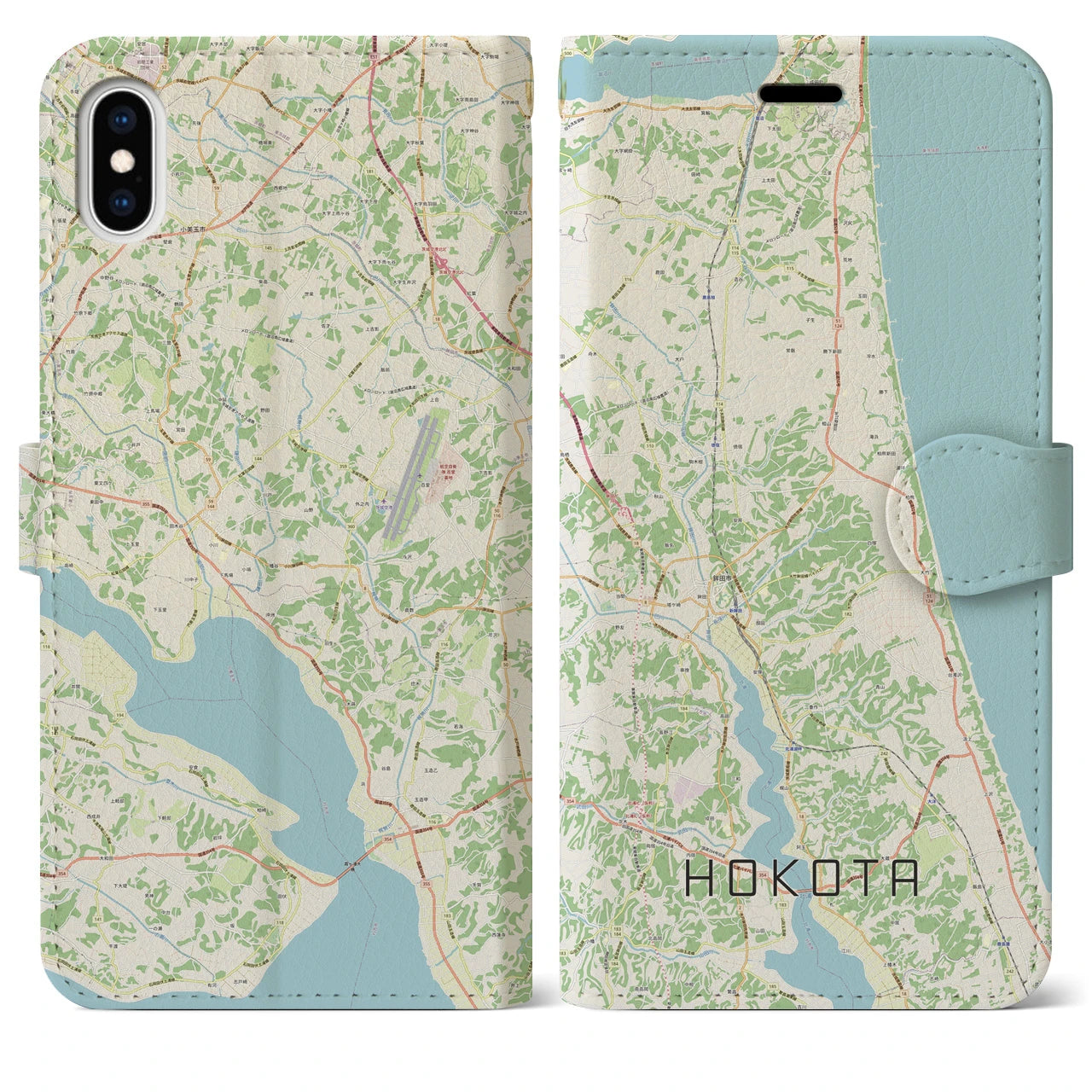 【鉾田(茨城県)】地図柄iPhoneケース(手帳タイプ)ナチュラル・iPhone XS Max 用