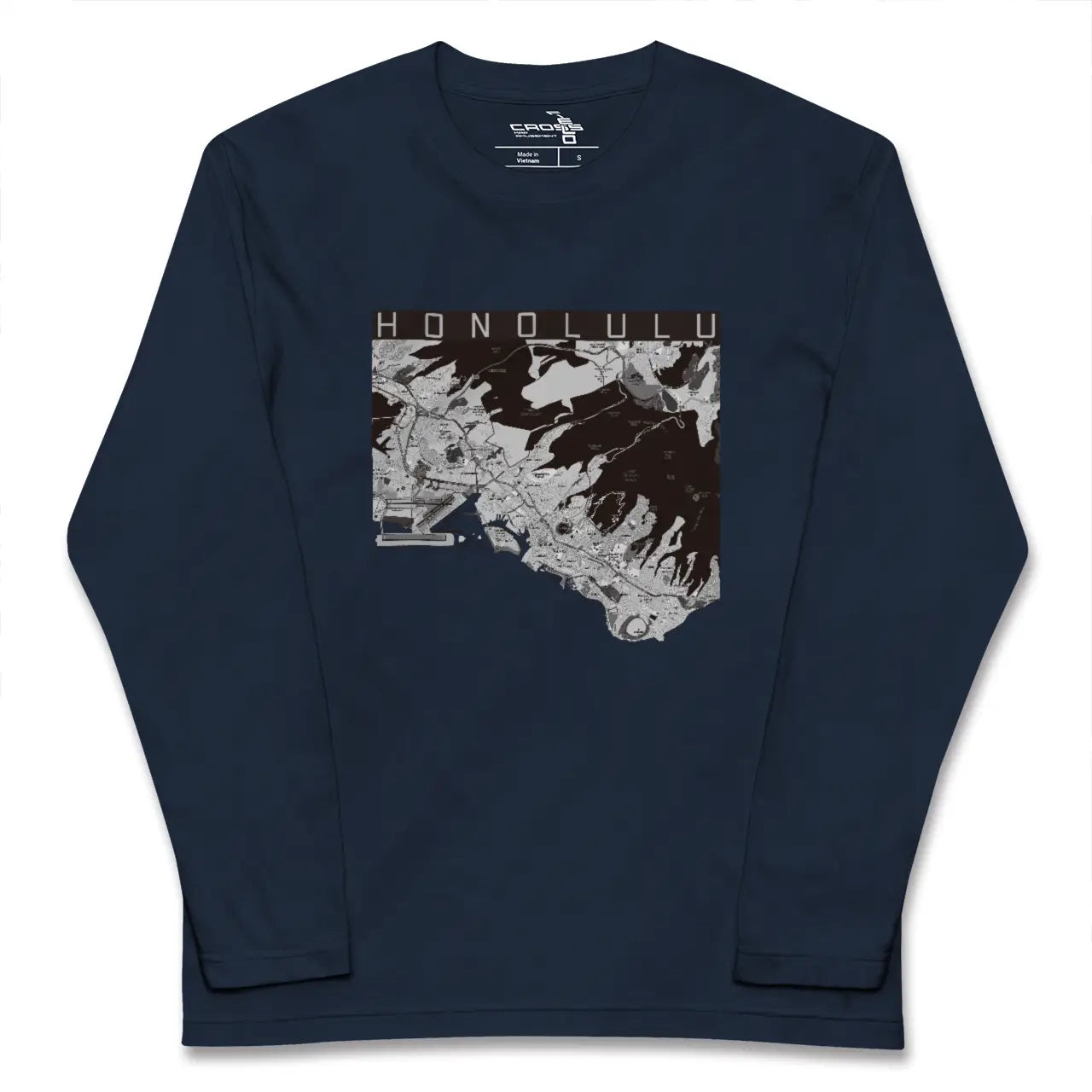 【ホノルル(アメリカ)】地図柄ロングスリーブTシャツ