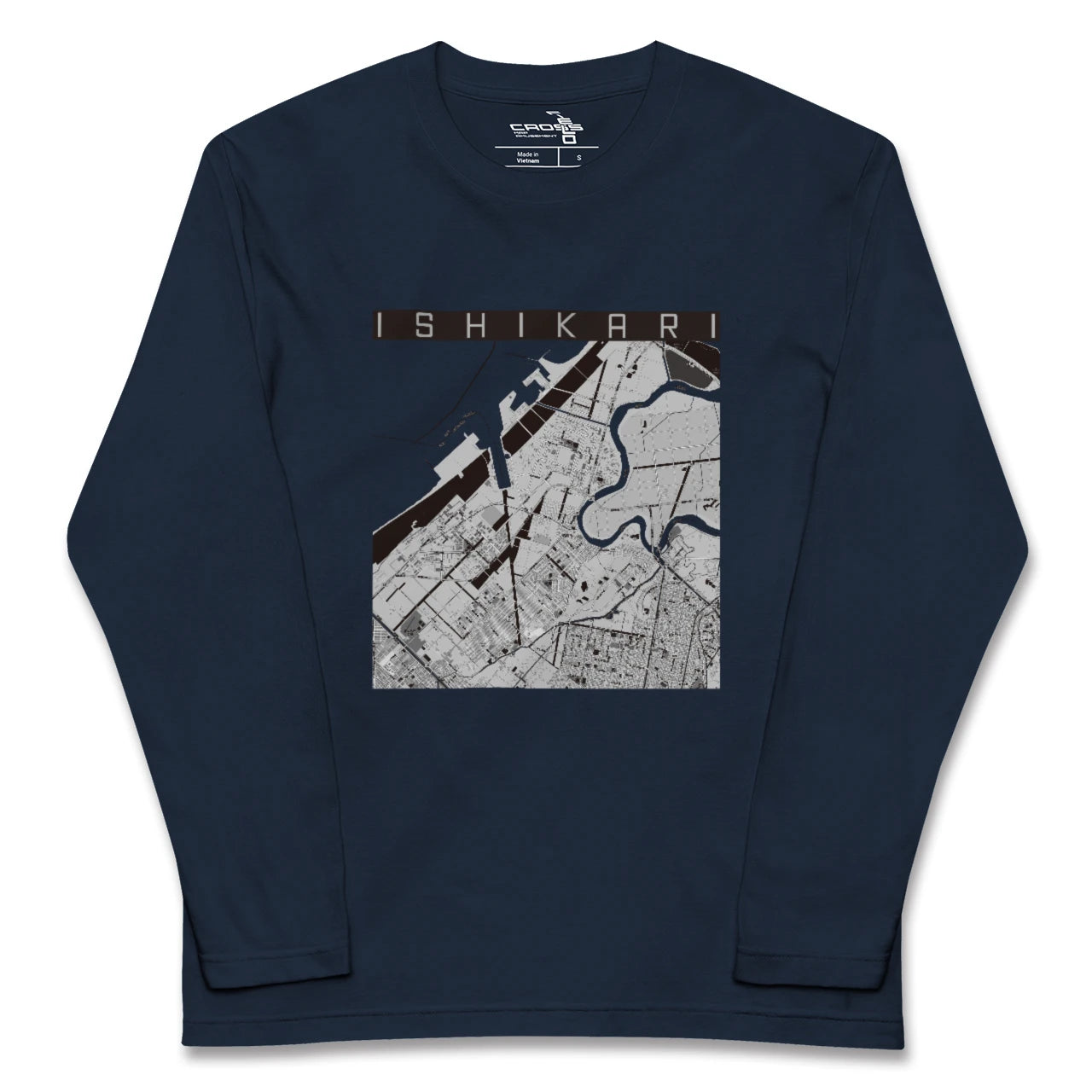 【石狩(北海道)】地図柄ロングスリーブTシャツ