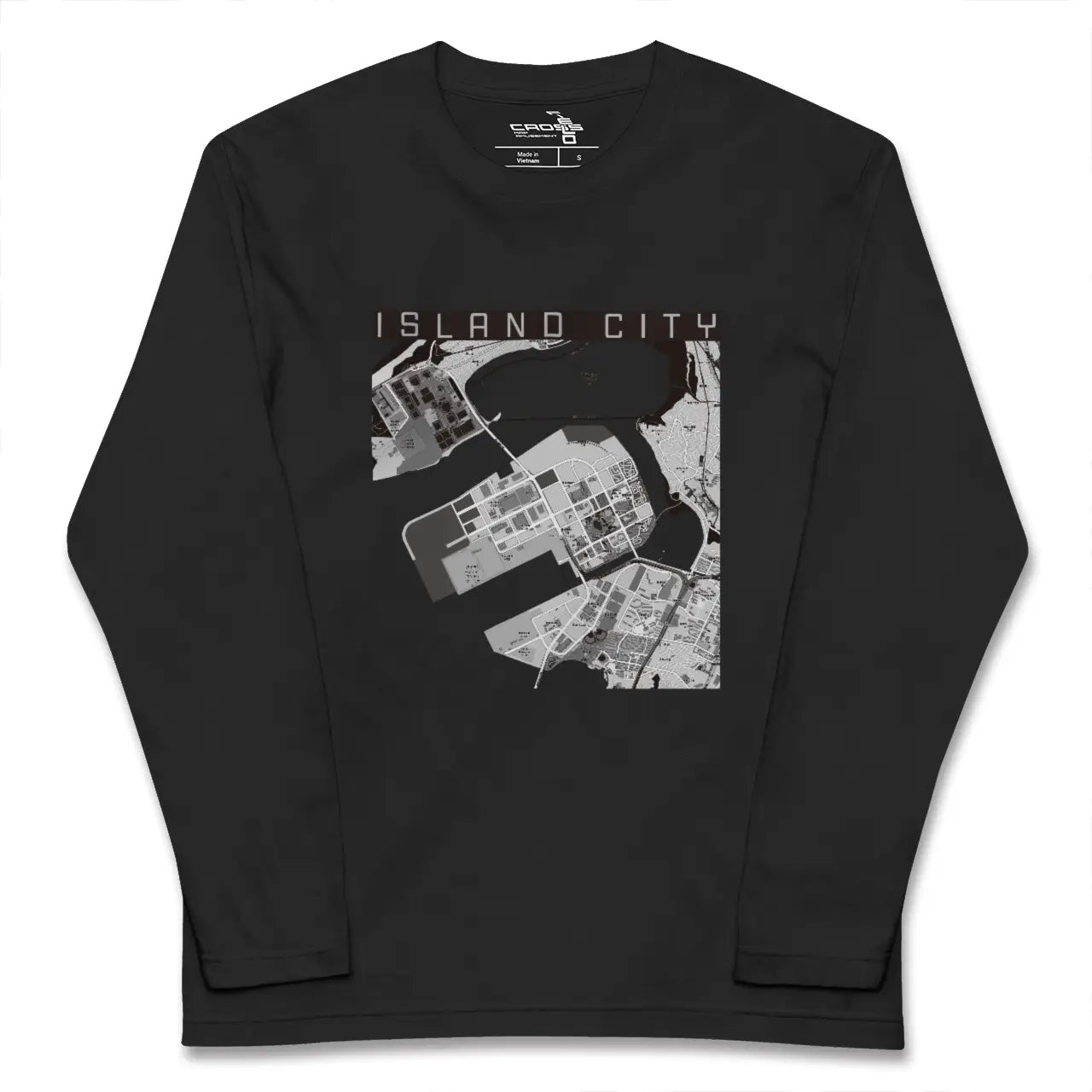 【アイランドシティ(福岡県)】地図柄ロングスリーブTシャツ