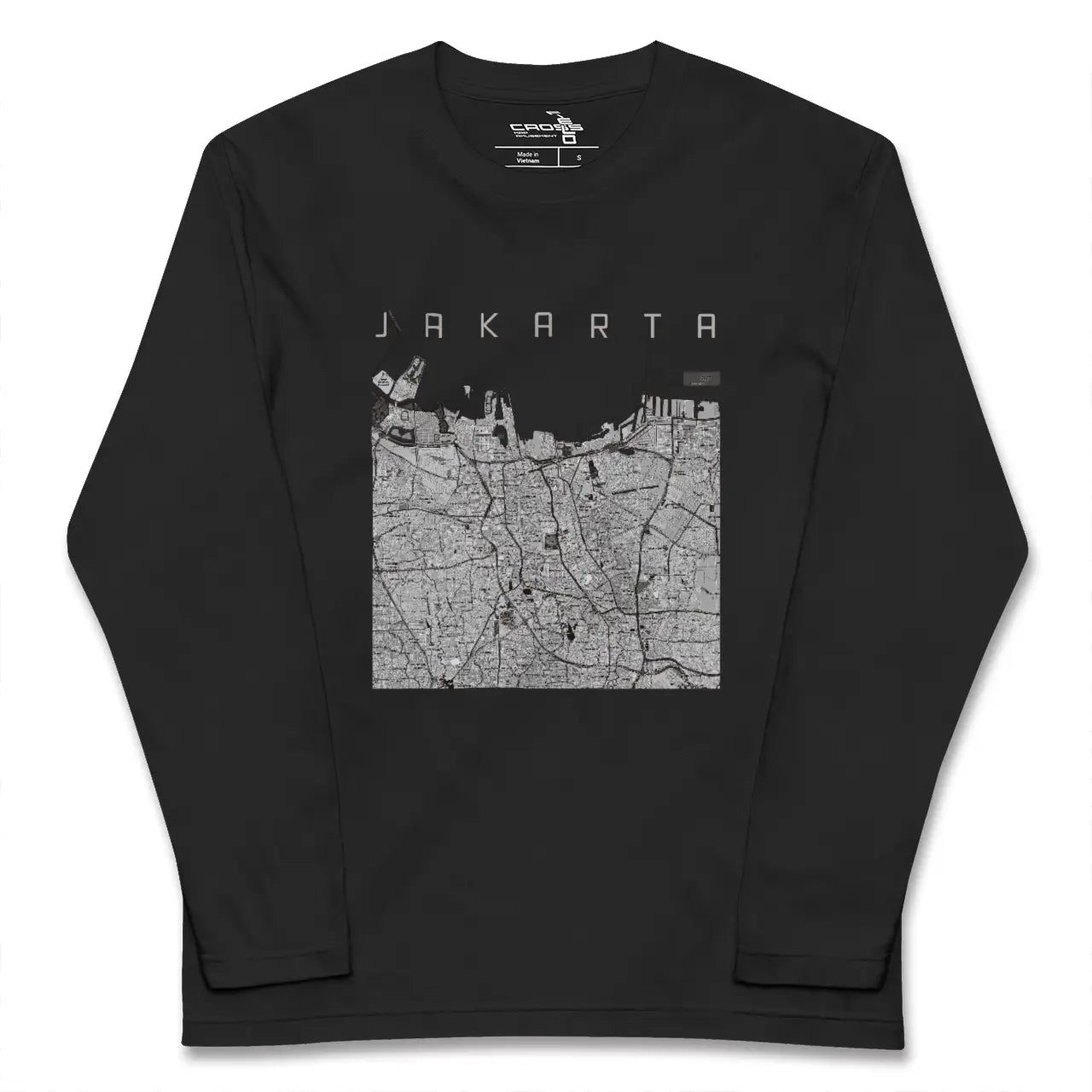 【ジャカルタ(インドネシア)】地図柄ロングスリーブTシャツ