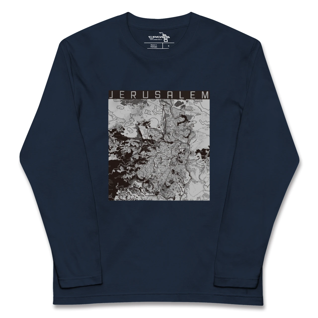 【エルサレム(イスラエル)】地図柄ロングスリーブTシャツ