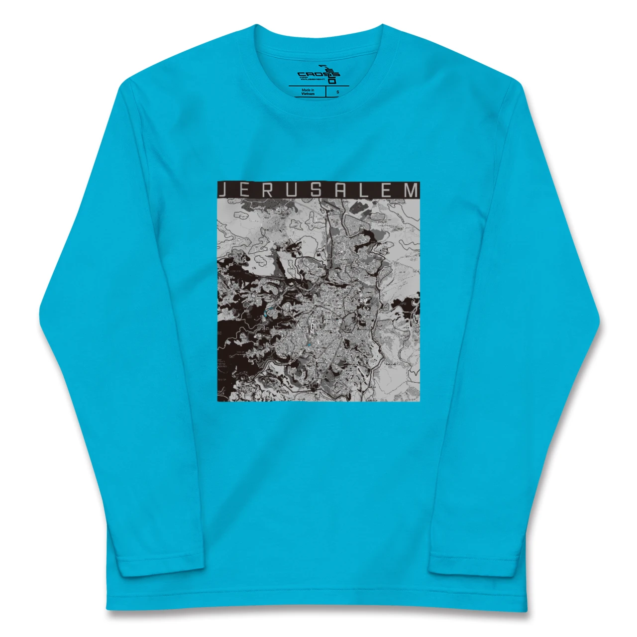 【エルサレム(イスラエル)】地図柄ロングスリーブTシャツ