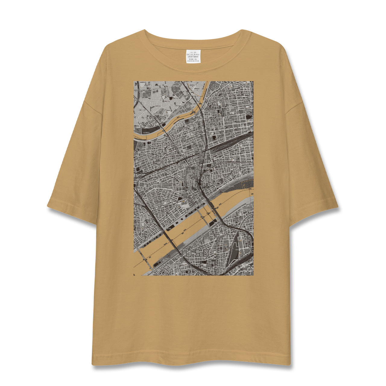 【十三(大阪府)】地図柄ビッグシルエットTシャツ