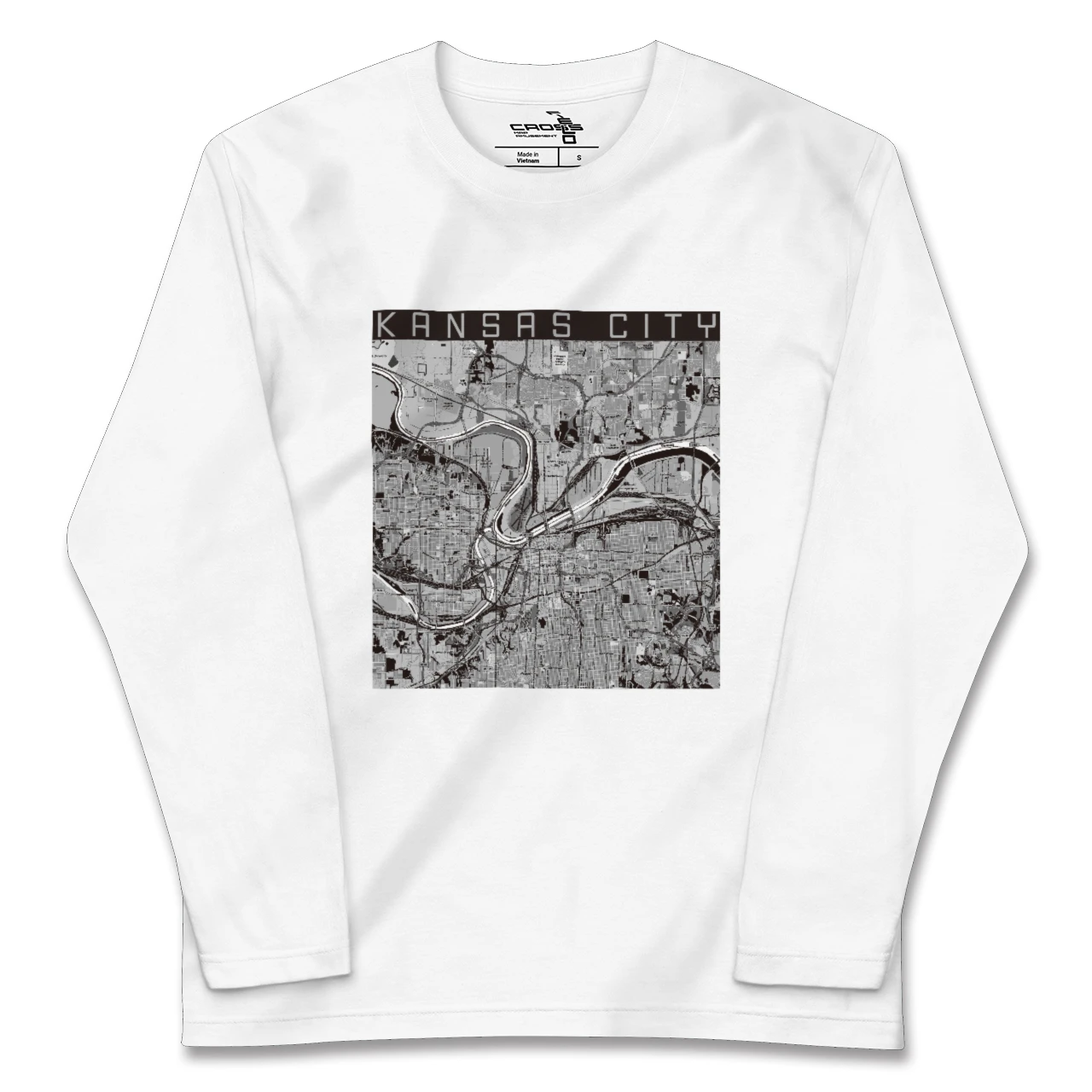 【カンザスシティ(アメリカ)】地図柄ロングスリーブTシャツ