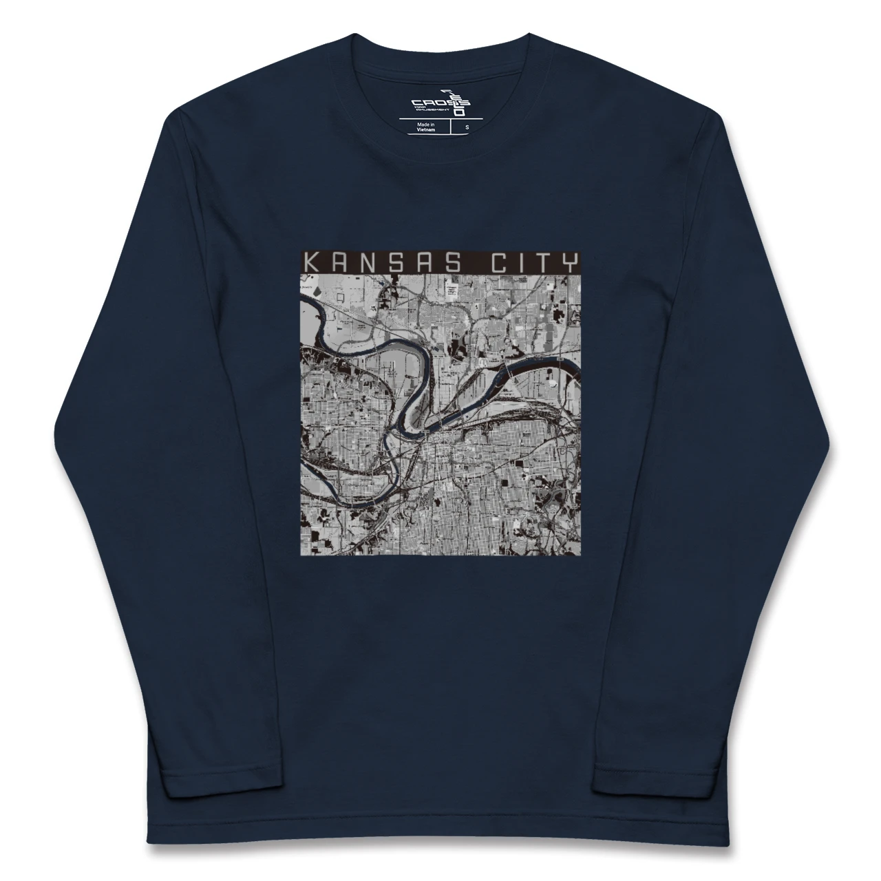 【カンザスシティ(アメリカ)】地図柄ロングスリーブTシャツ