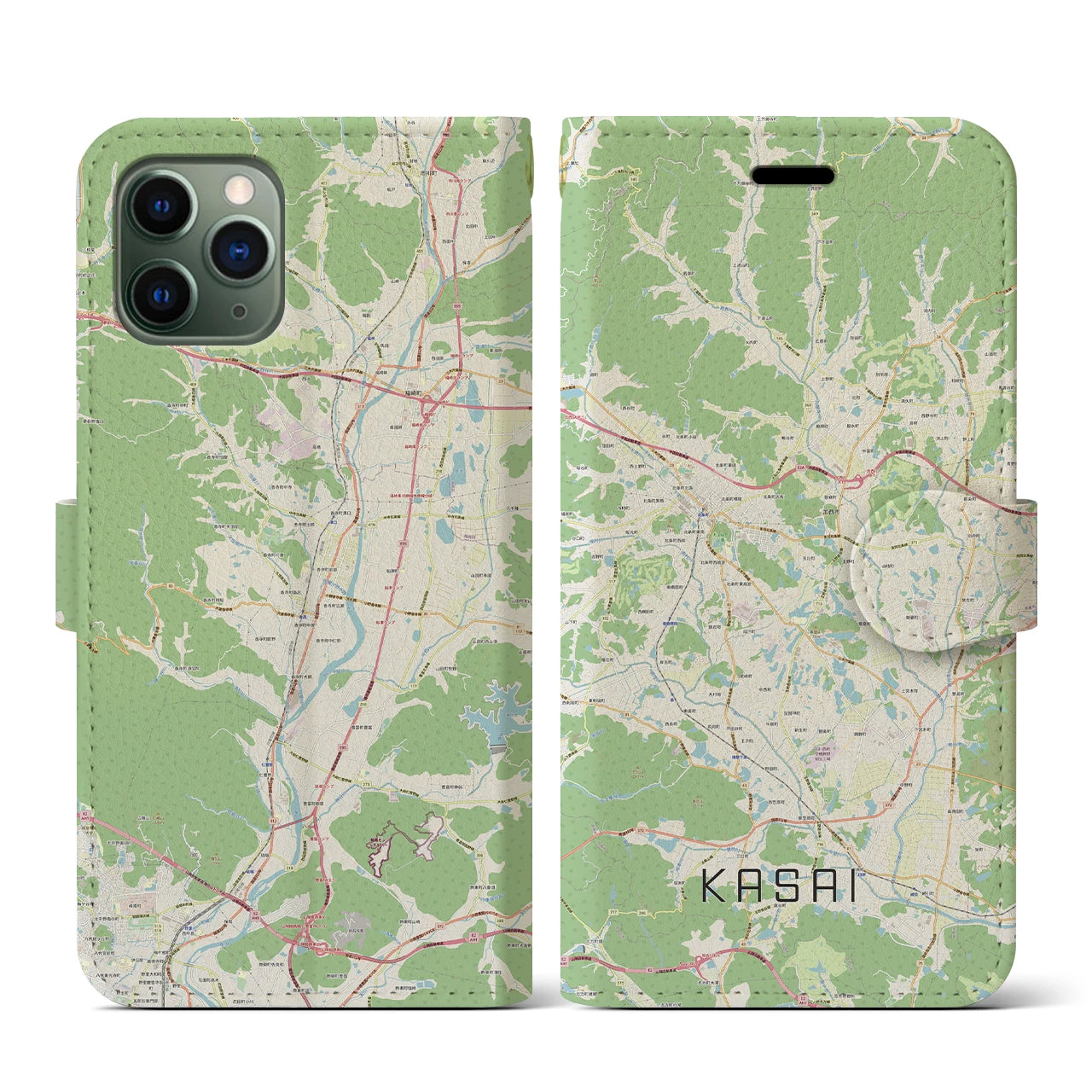 【加西(兵庫県)】地図柄iPhoneケース(手帳タイプ)ナチュラル・iPhone 11 Pro 用
