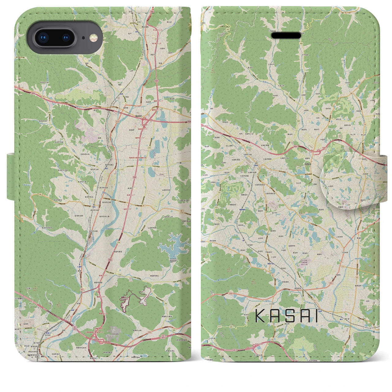 【加西(兵庫県)】地図柄iPhoneケース(手帳タイプ)ナチュラル・iPhone 8Plus /7Plus / 6sPlus / 6Plus 用