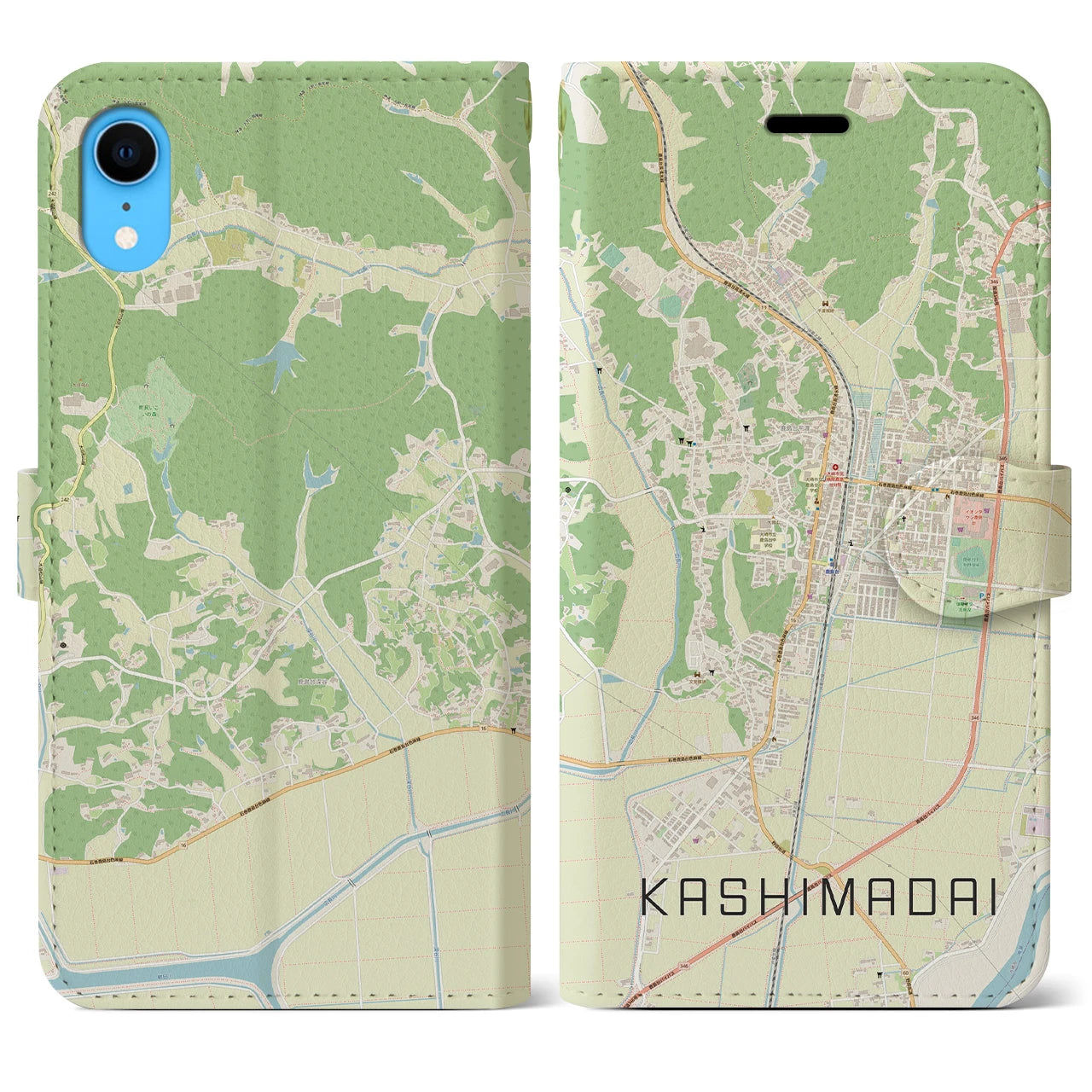 【鹿島台(宮城県)】地図柄iPhoneケース(手帳タイプ)ナチュラル・iPhone XR 用