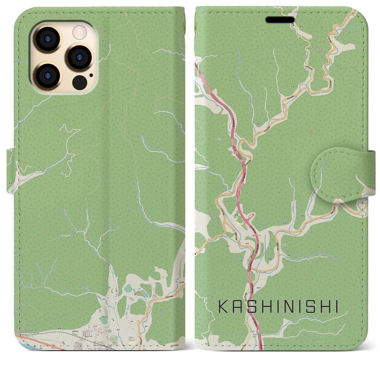 【樫西(岡山県)】地図柄iPhoneケース(手帳タイプ)ナチュラル・iPhone 12 Pro Max 用