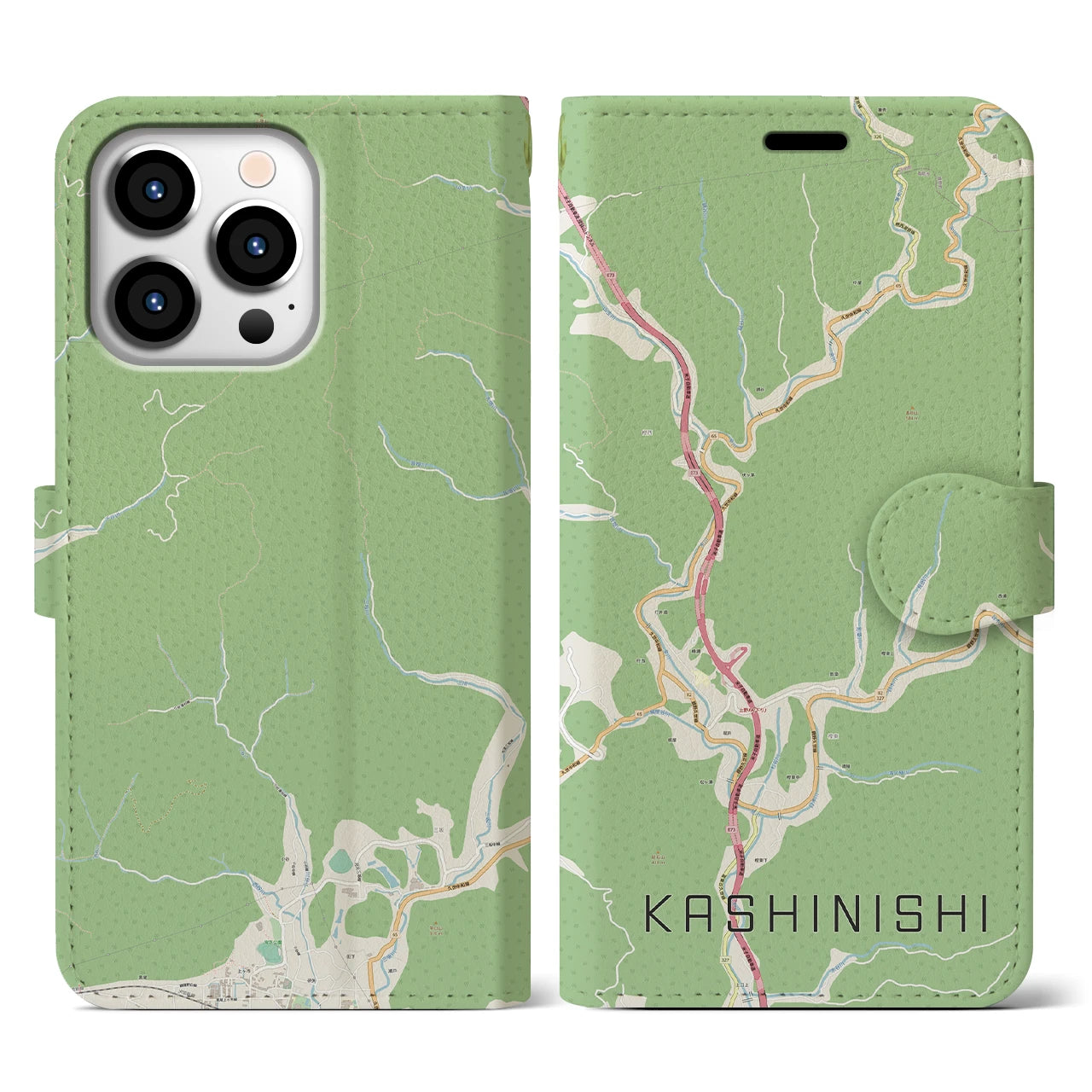 【樫西(岡山県)】地図柄iPhoneケース(手帳タイプ)ナチュラル・iPhone 13 Pro 用