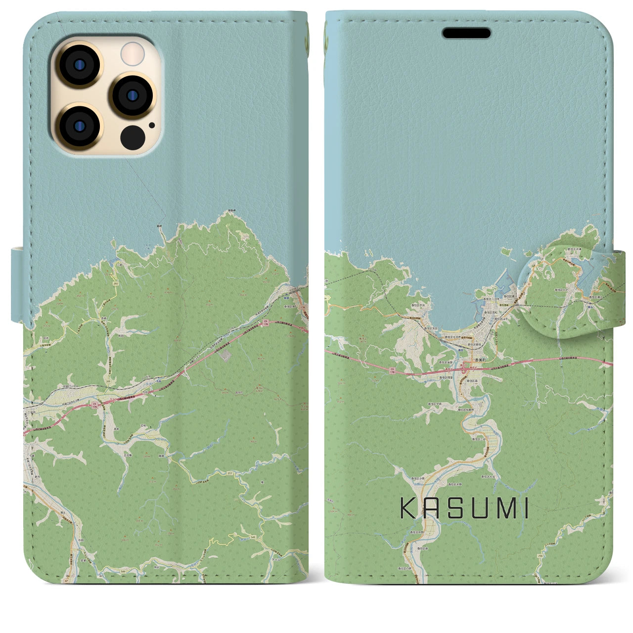 【香住(兵庫県)】地図柄iPhoneケース(手帳タイプ)ナチュラル・iPhone 12 Pro Max 用