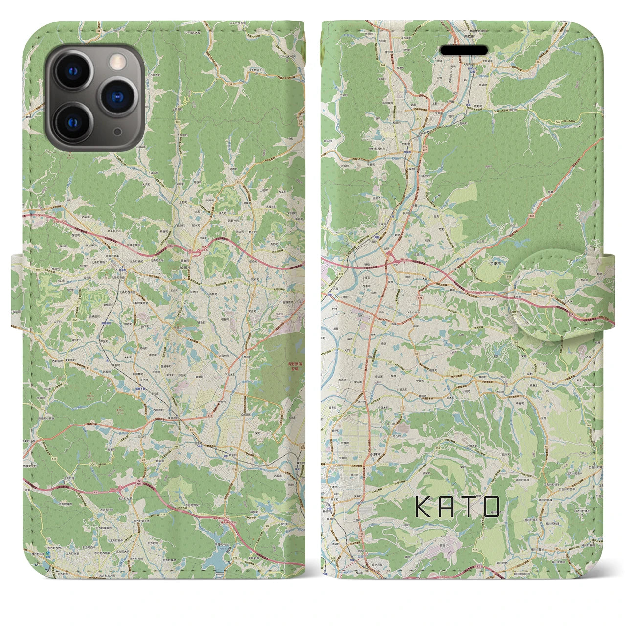 【加東(兵庫県)】地図柄iPhoneケース(手帳タイプ)ナチュラル・iPhone 11 Pro Max 用
