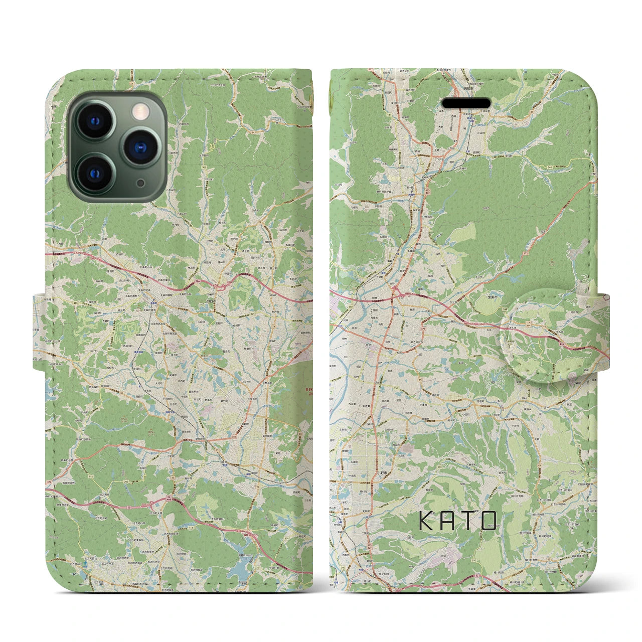 【加東(兵庫県)】地図柄iPhoneケース(手帳タイプ)ナチュラル・iPhone 11 Pro 用