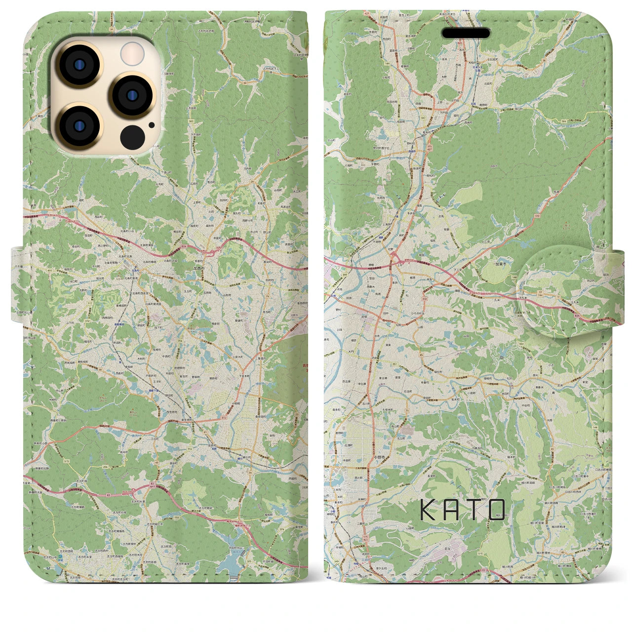【加東(兵庫県)】地図柄iPhoneケース(手帳タイプ)ナチュラル・iPhone 12 Pro Max 用