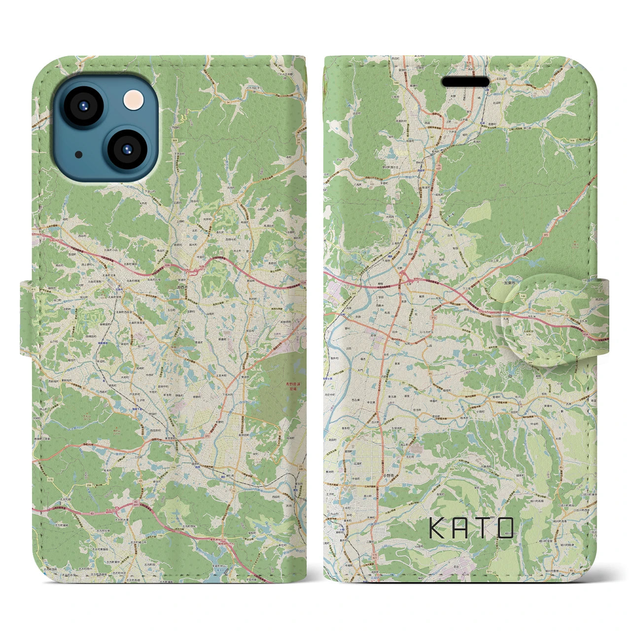 【加東(兵庫県)】地図柄iPhoneケース(手帳タイプ)ナチュラル・iPhone 13 用