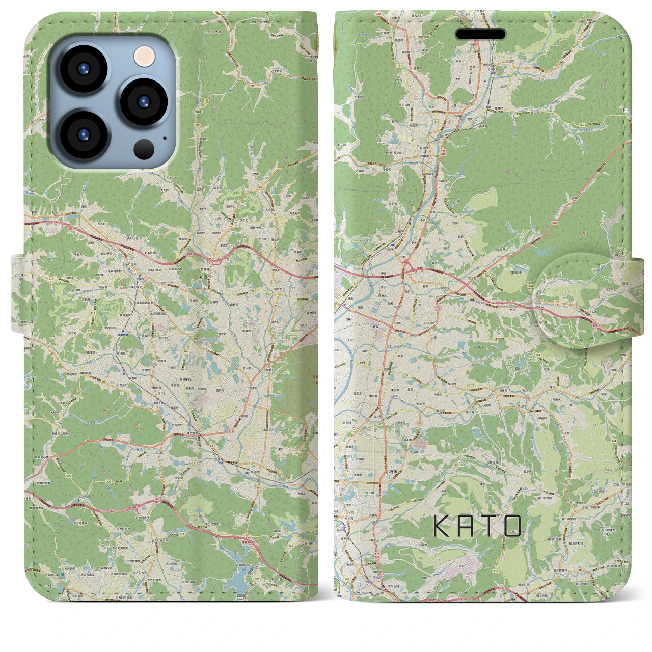 【加東(兵庫県)】地図柄iPhoneケース(手帳タイプ)ナチュラル・iPhone 13 Pro Max 用