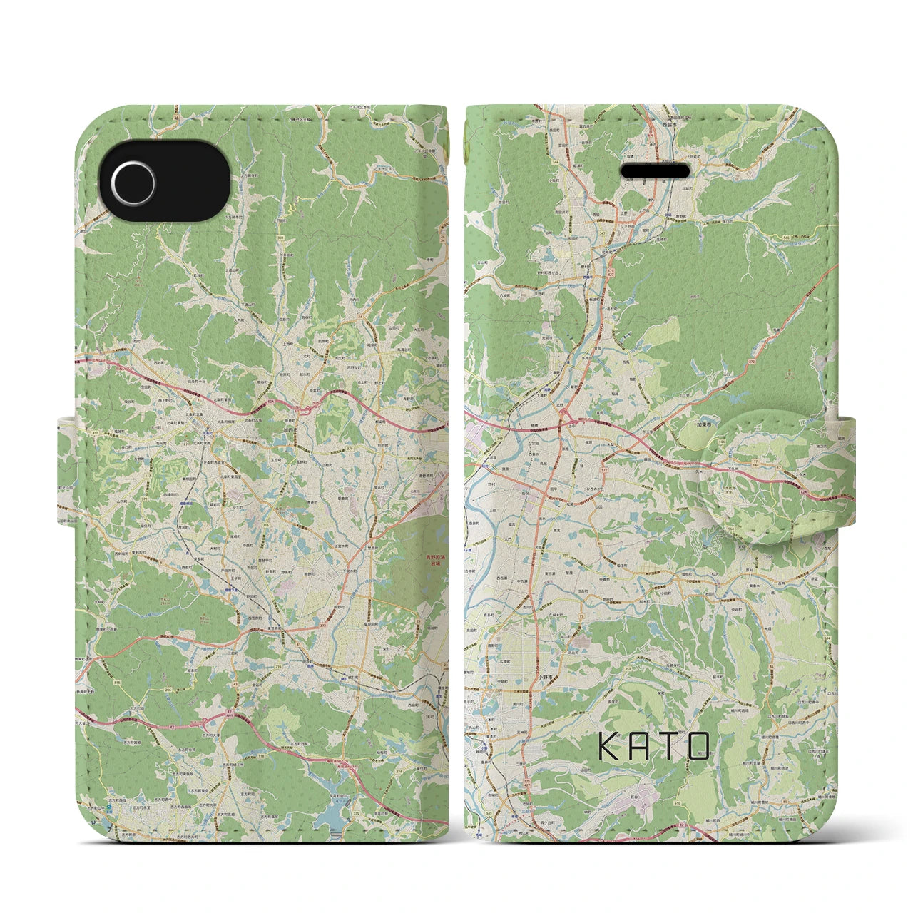 【加東(兵庫県)】地図柄iPhoneケース(手帳タイプ)ナチュラル・iPhone SE(第3 / 第2世代) / 8 / 7 / 6s / 6 用