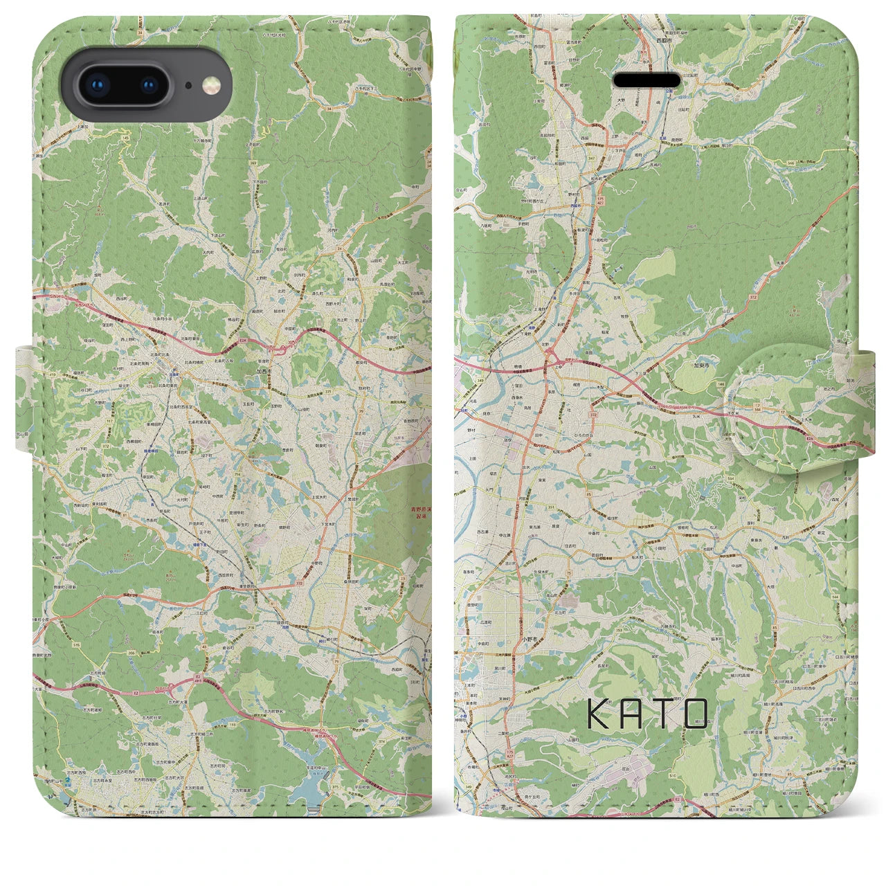 【加東(兵庫県)】地図柄iPhoneケース(手帳タイプ)ナチュラル・iPhone 8Plus /7Plus / 6sPlus / 6Plus 用