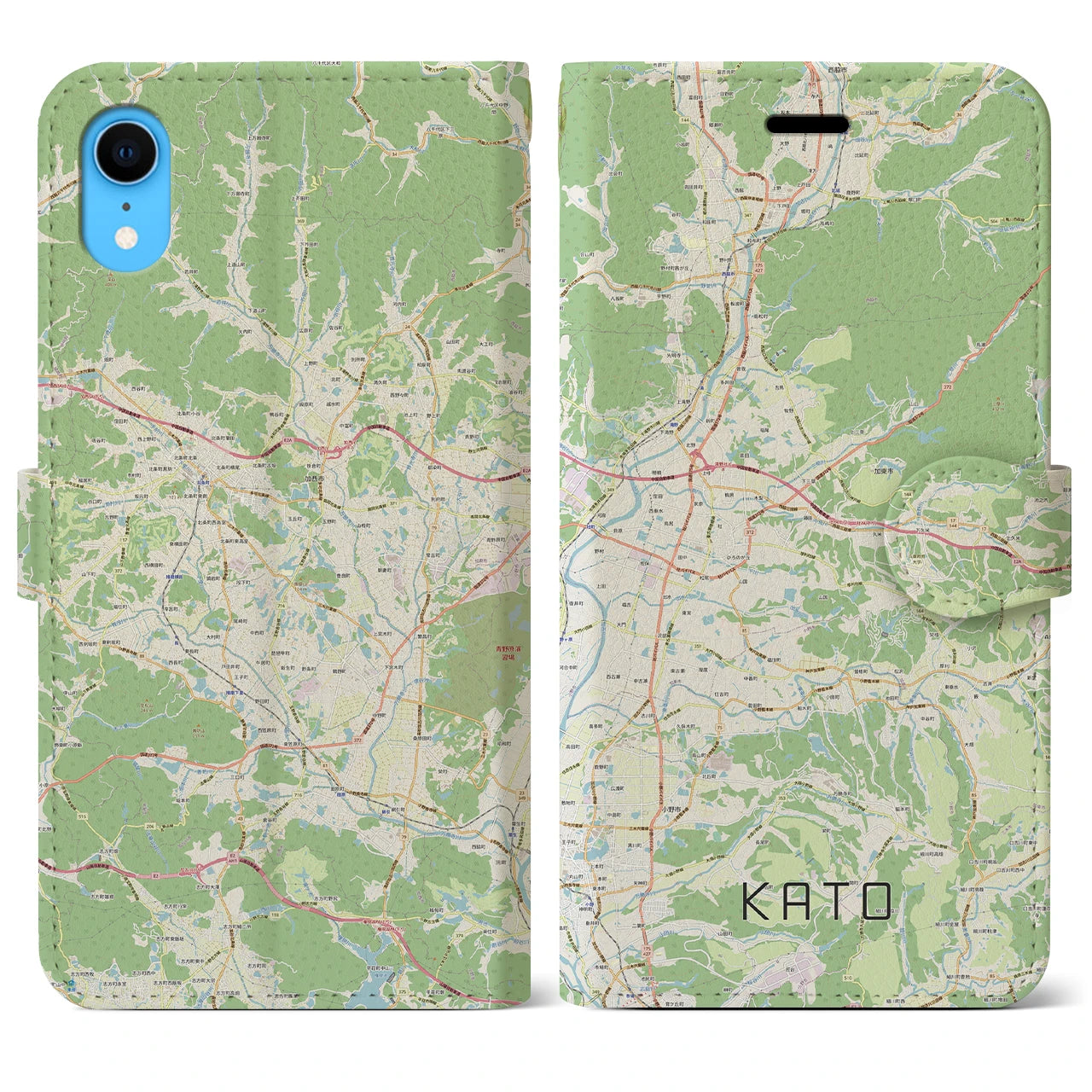 【加東(兵庫県)】地図柄iPhoneケース(手帳タイプ)ナチュラル・iPhone XR 用